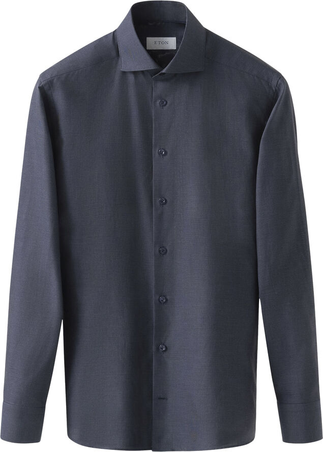 ETON Contemporary Fit Navy Blue Semi Solid Signature Dobby Shirt Blå