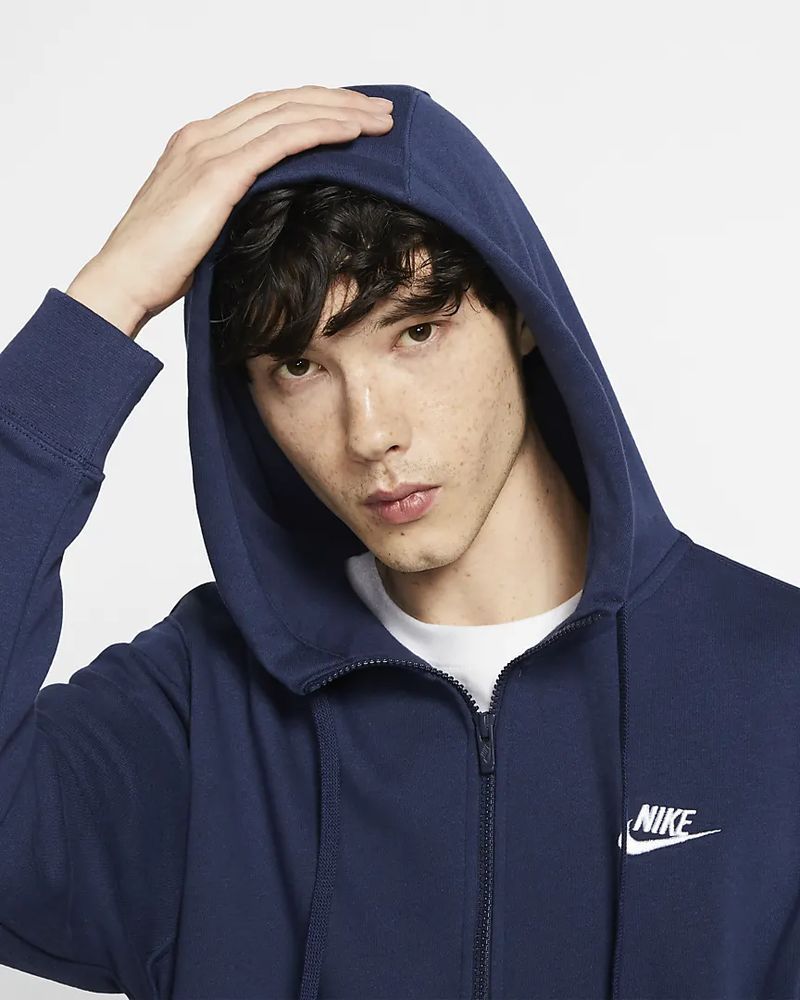 Sweat zippé à capuche Nike Sportswear Club Fleece Bleu Marine pour homme