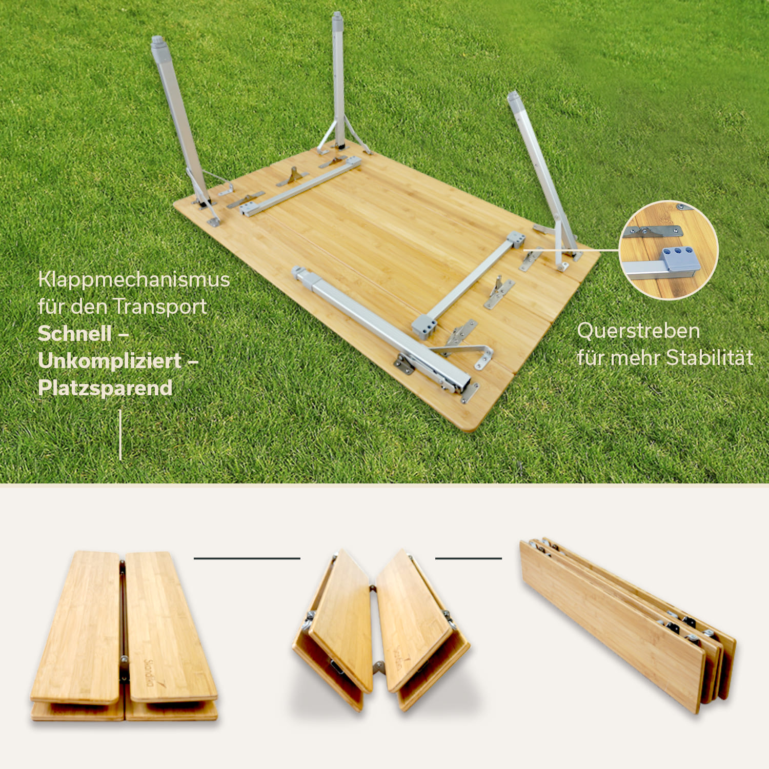 Skandika Tolja 100 x 65 Bamboe Campingtafel
