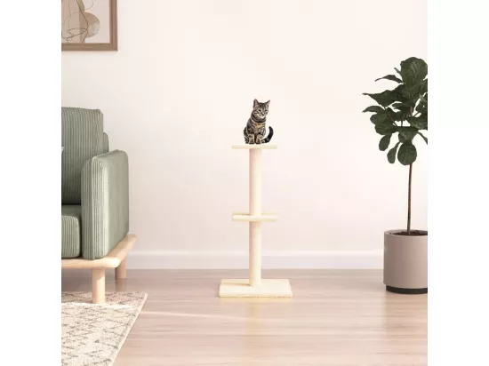 Arbre à chat avec griffoirs en sisal crème 73 cm