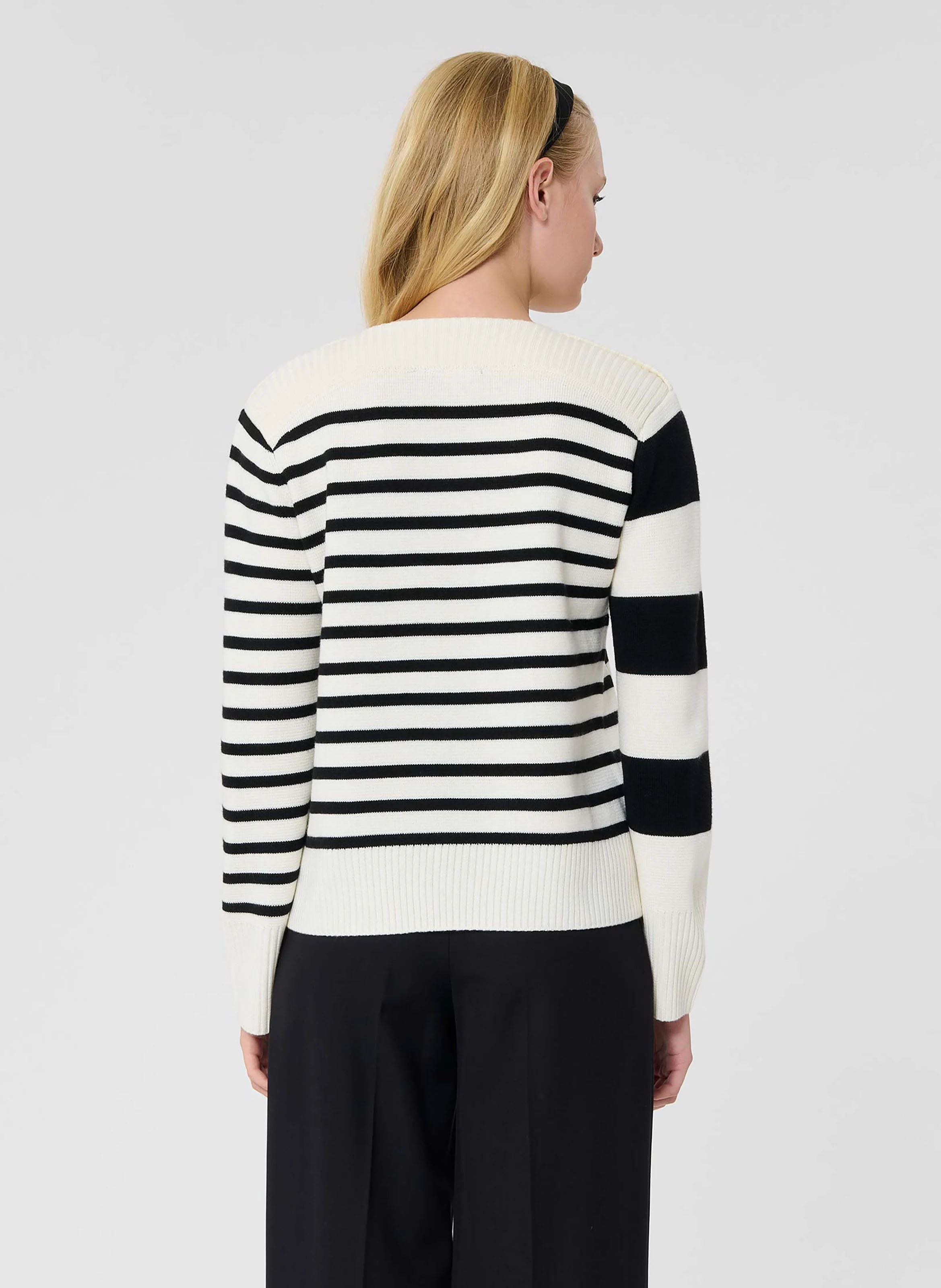 POETESSE - Pull large rayé marinière | Beige