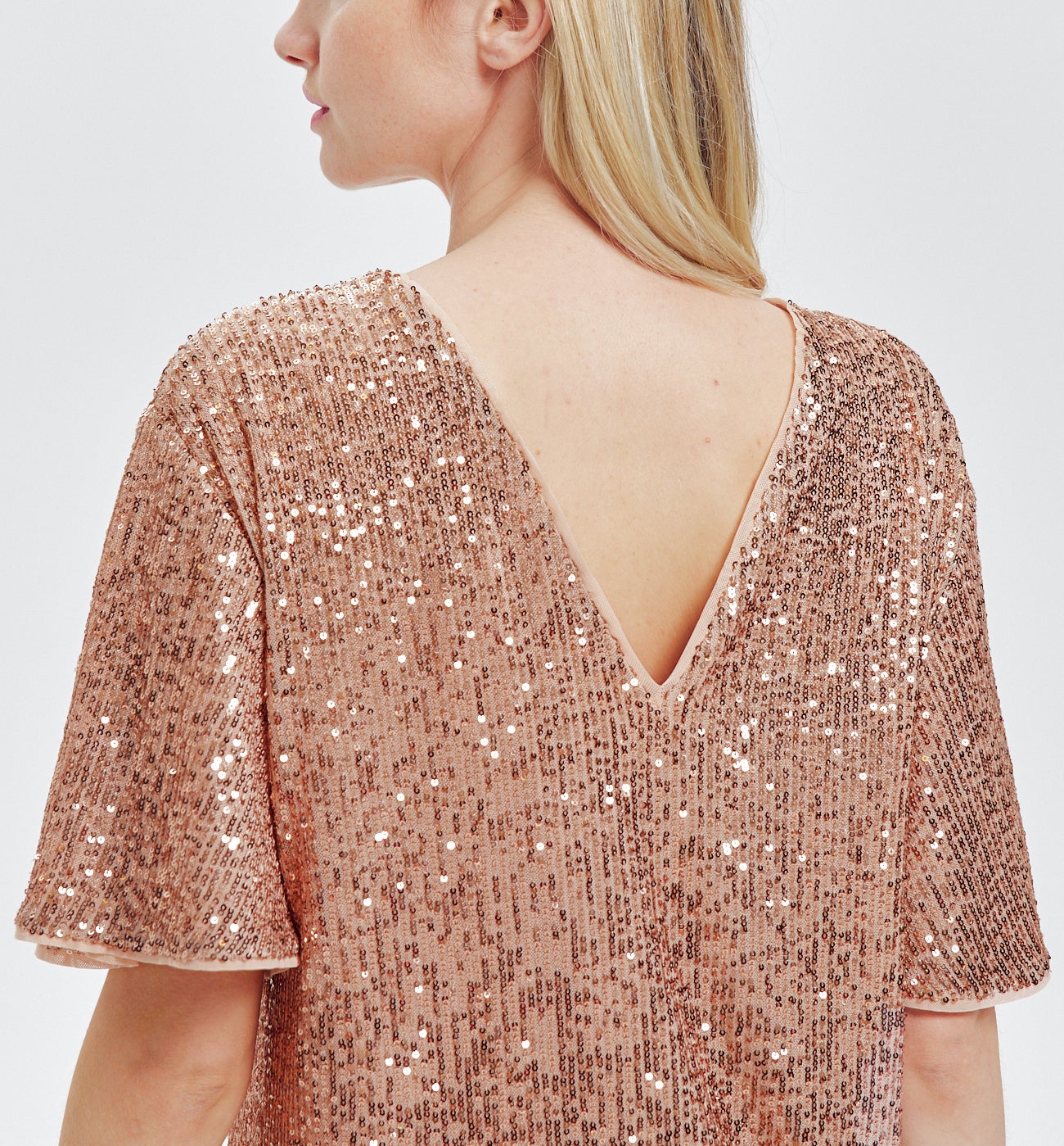 Robe courte à paillettes Femme - Rose