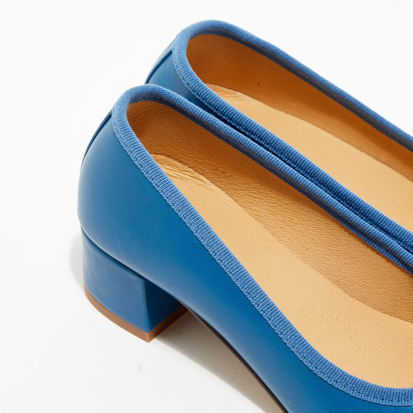 Quartier Latin Ballerines trotters en Cuir Diane bleu cyan - Talon 4 cm