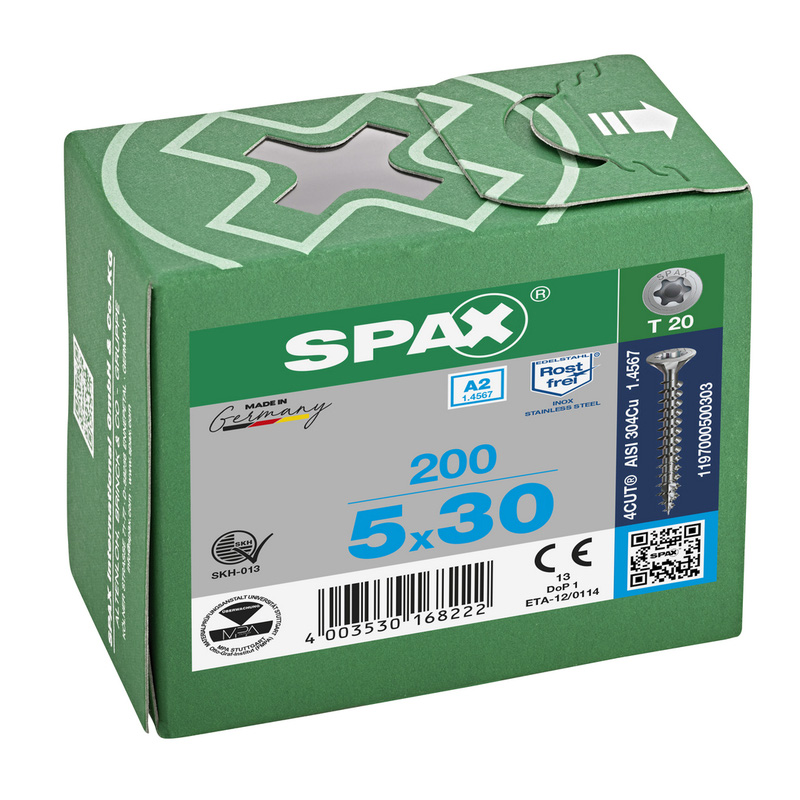 Spax universele schroeven T-STAR plus platkop voldraad RVS 5x30mm TX20