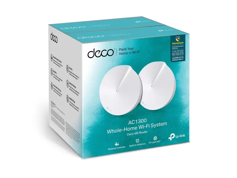 TP-Link DECO M5 - Wi-Fi-system - (2 routere) - op til 4500 sq.ft - mesh 1GbE - Wi-Fi 5 - Dual Band