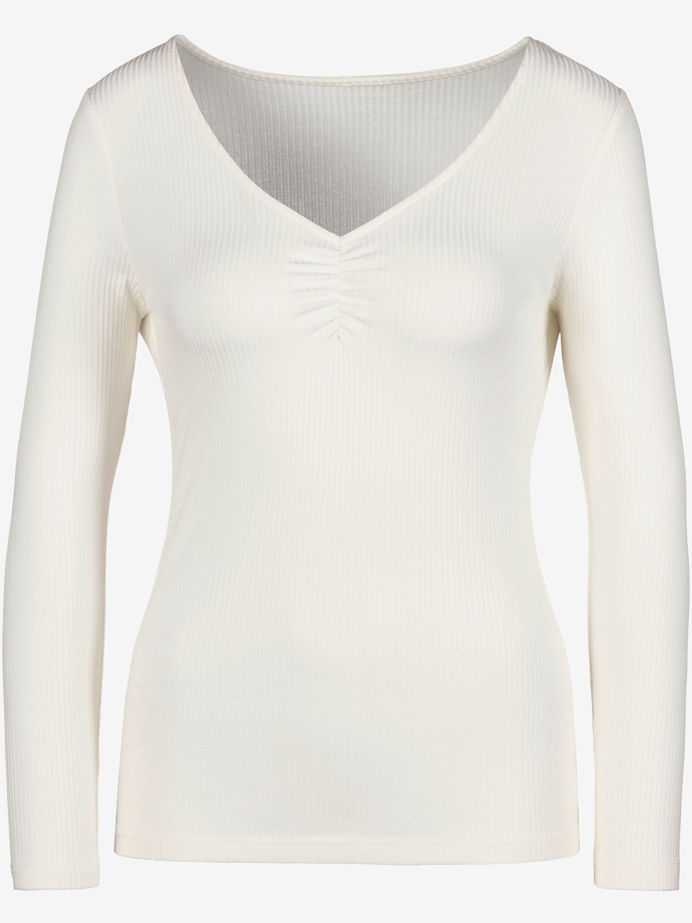 T-shirt manches longues col v avec petites fronces