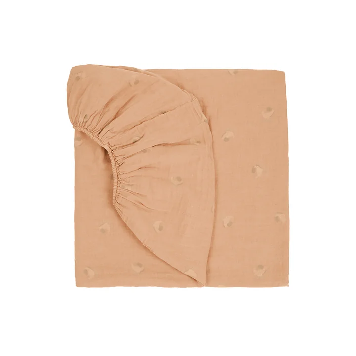 Nobodinoz - Wabi Sabi Spannbettlaken, 70 x 140 x 15 cm, powder pink blossom