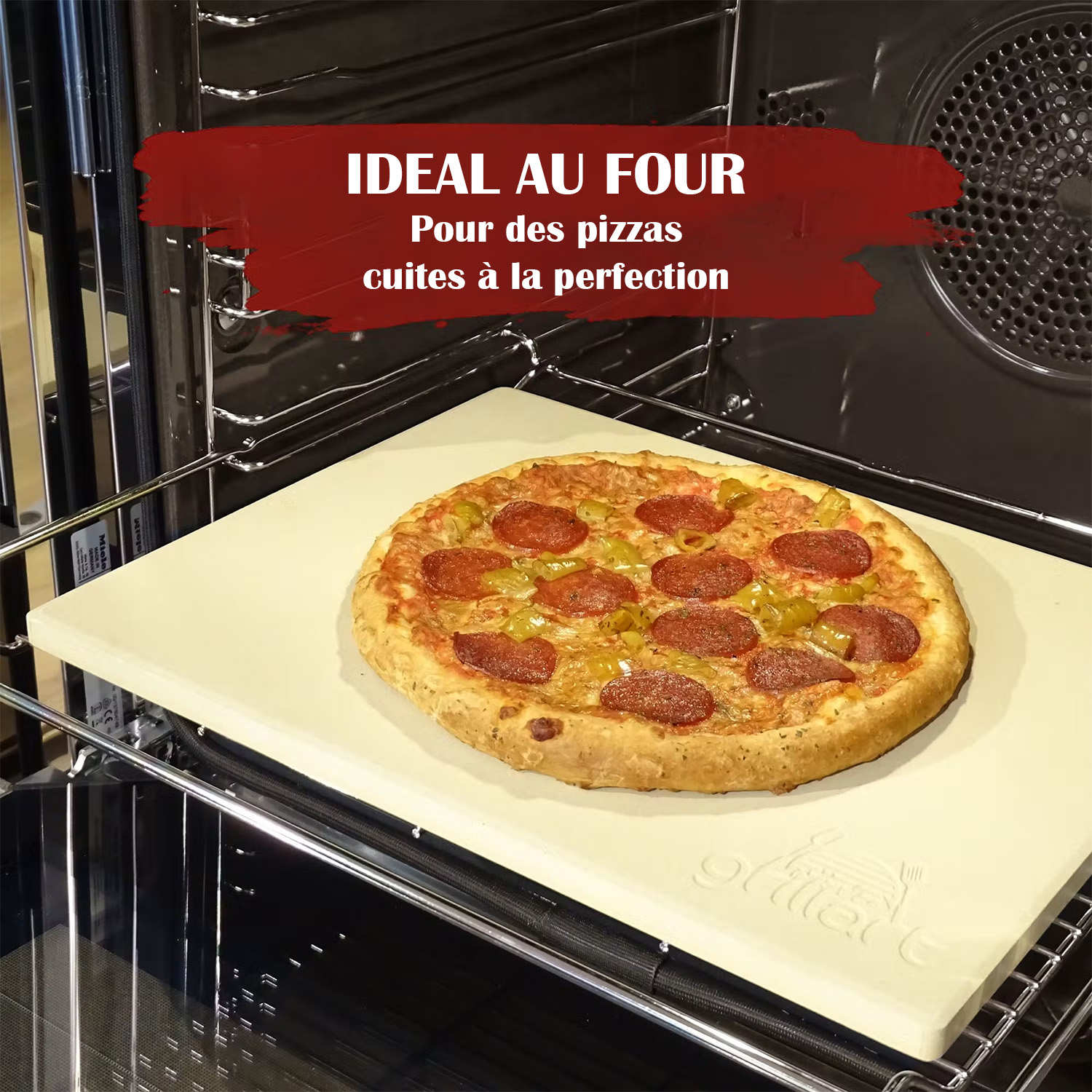 Set à pizza premium : pierre de cuisson rectangulaire et pelle