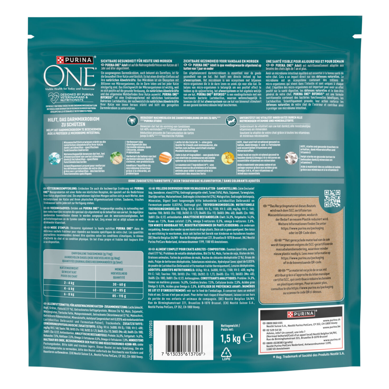 Purina ONE Trocken-Katzenfutter Adult Lachs & Getreide