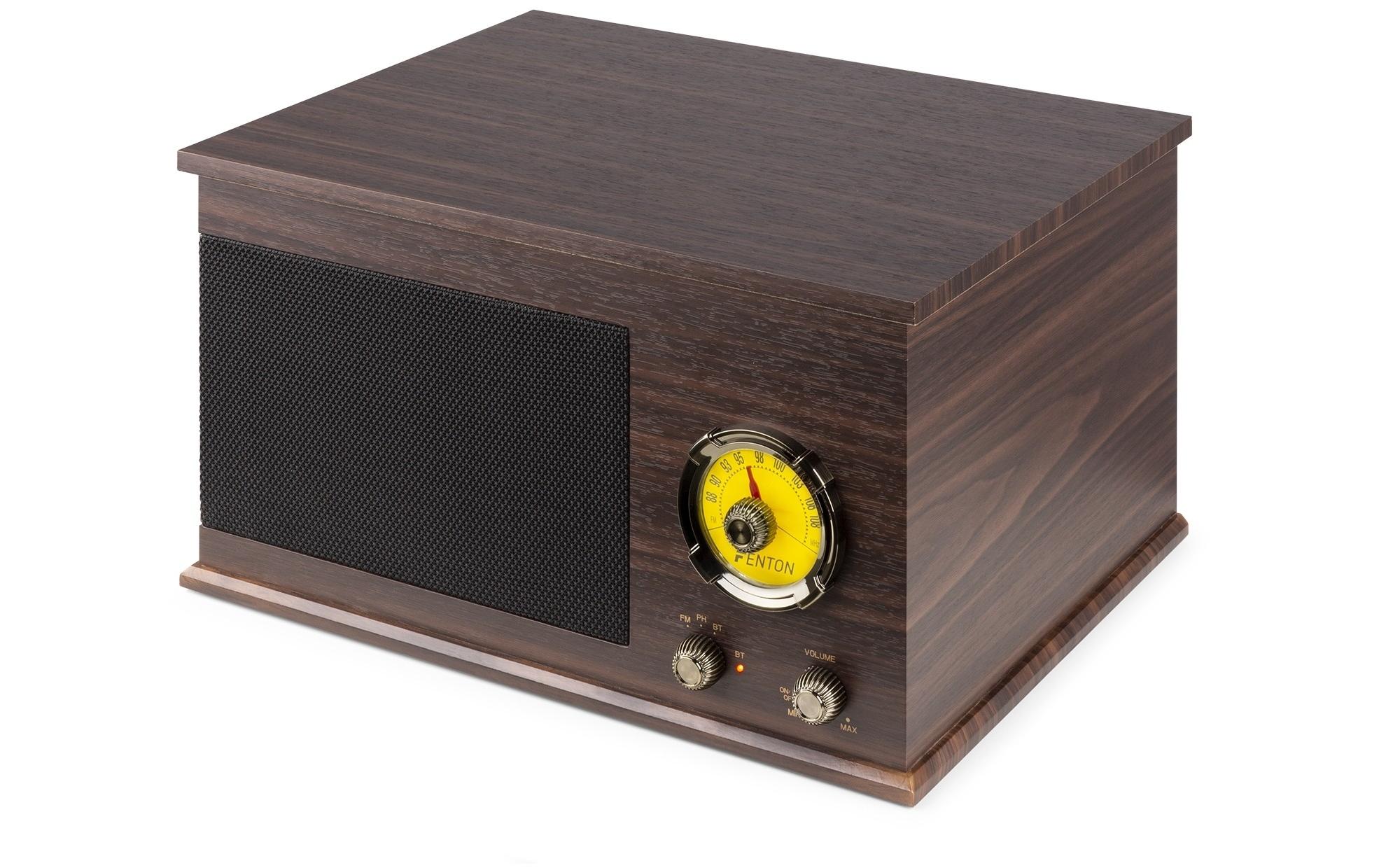 Plattenspieler mit Bluetooth RP173 DunkelbraunPlattenspieler im Retrostil mit Bluetooth, FM-Radio und Umwandlungsmöglichkeit für Schallplatten