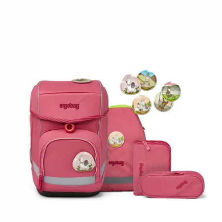 ergobag CUBO Schulrucksack-Set Lamas in Bärjamas, 5-teilig