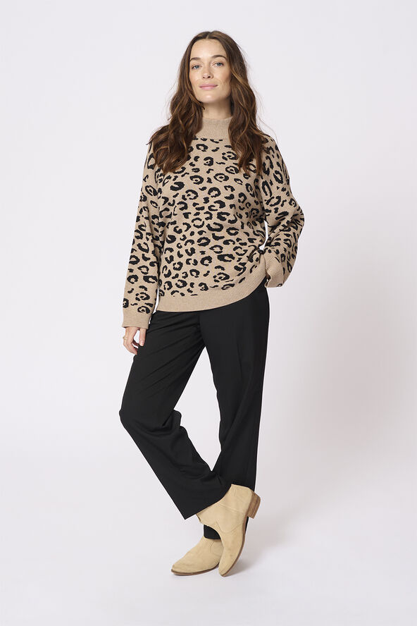 Cream CRSava Knit Pullover Light brown animal spots