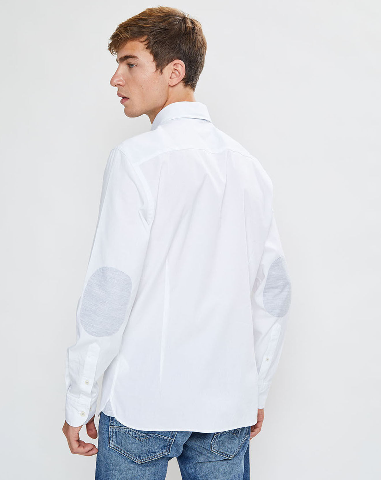 Hackett London Chemise Slim Fit Patch Coude blanche