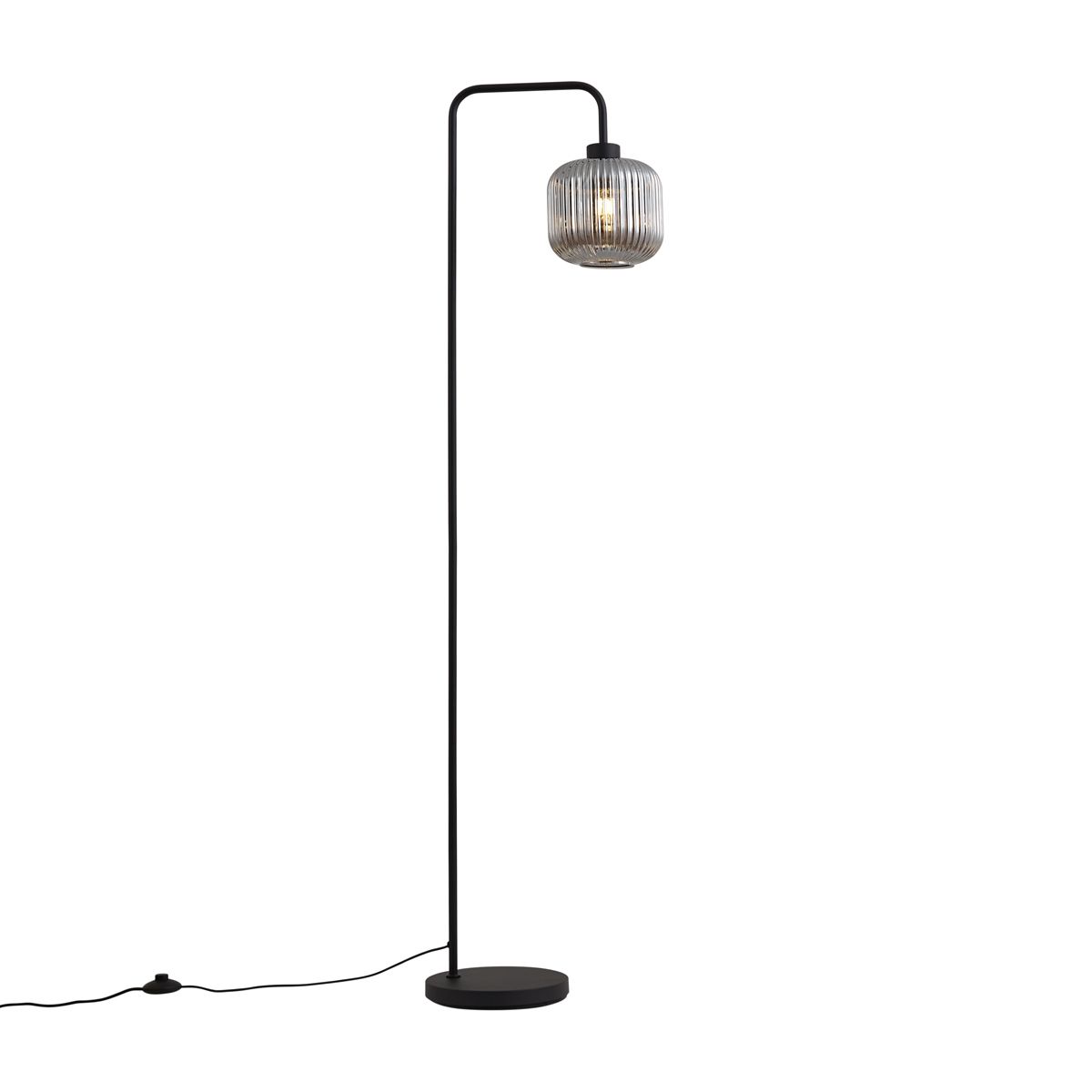 Design vloerlamp zwart met smoke glas - Ana