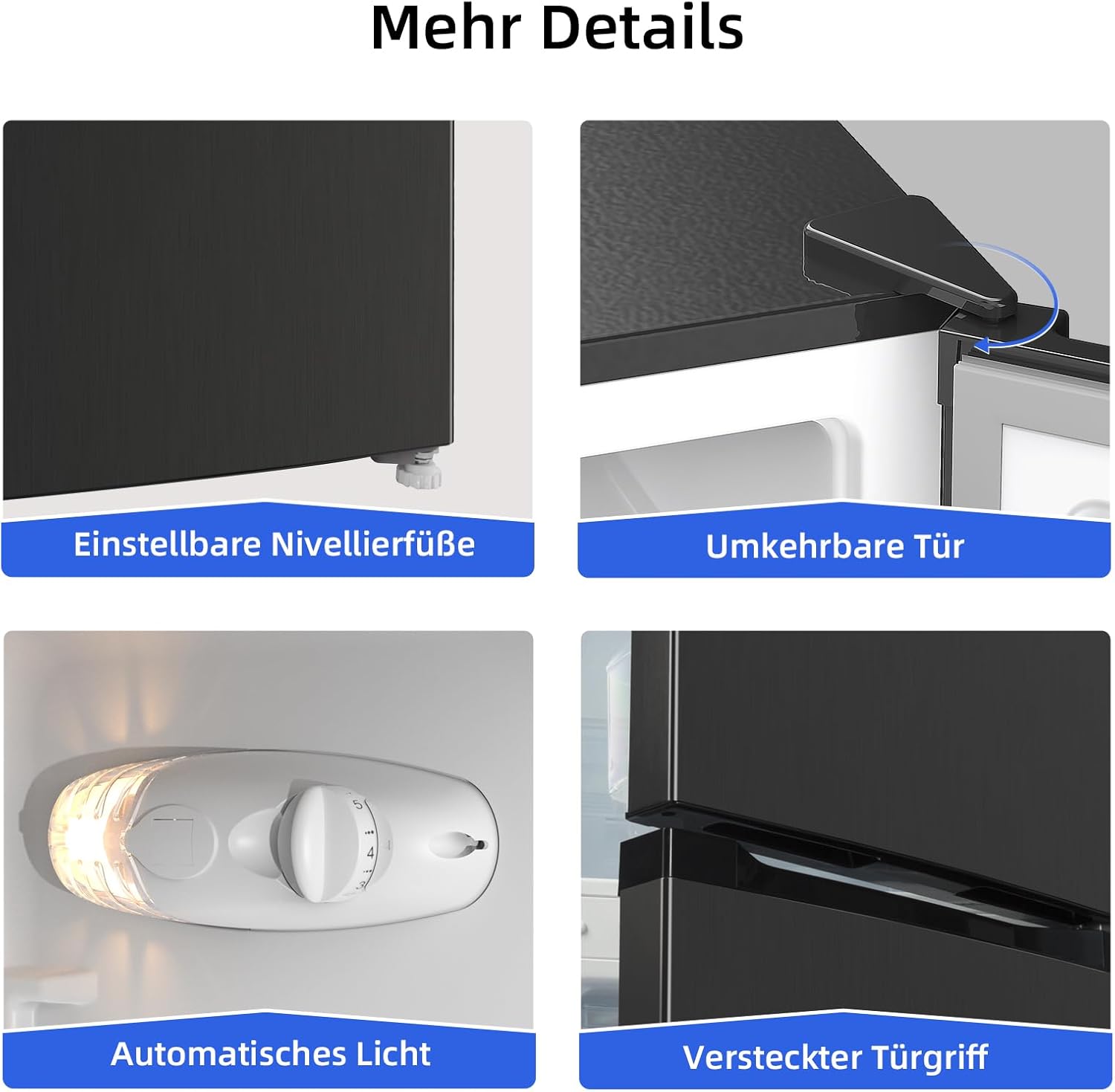 CHIQ Kühlschrank mit Gefrierfach 157L, Kühl-Gefrierkombination leise, Low-frost, 144 cm Hoch, 47 cm Breit, Kühlkapazität: 109L | Gefrierkapazität: 48L, for Eigentumswohnungen FBM157L42