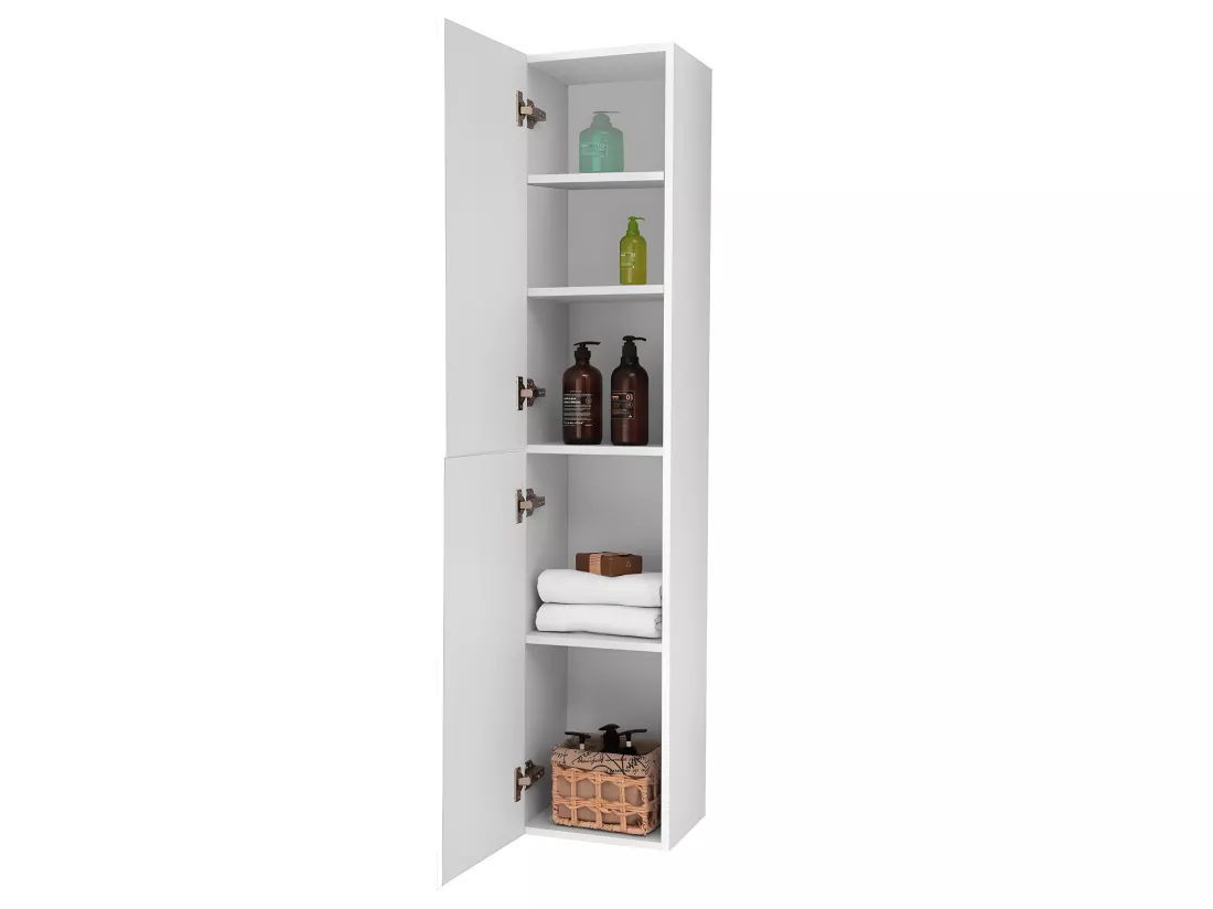 Meuble colonne de salle de bain Commode de rangement polyvalente 30*26.8*142cm Blanc Aica