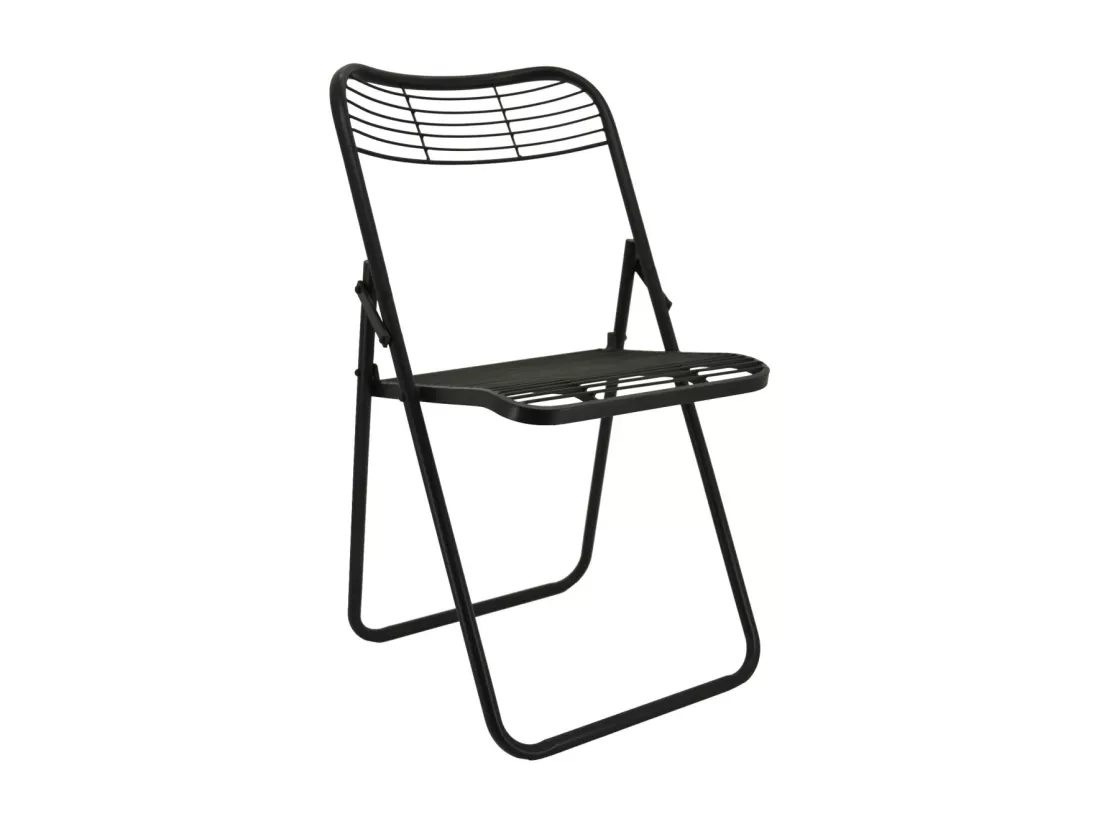 Chaise pliante en métal vieilli