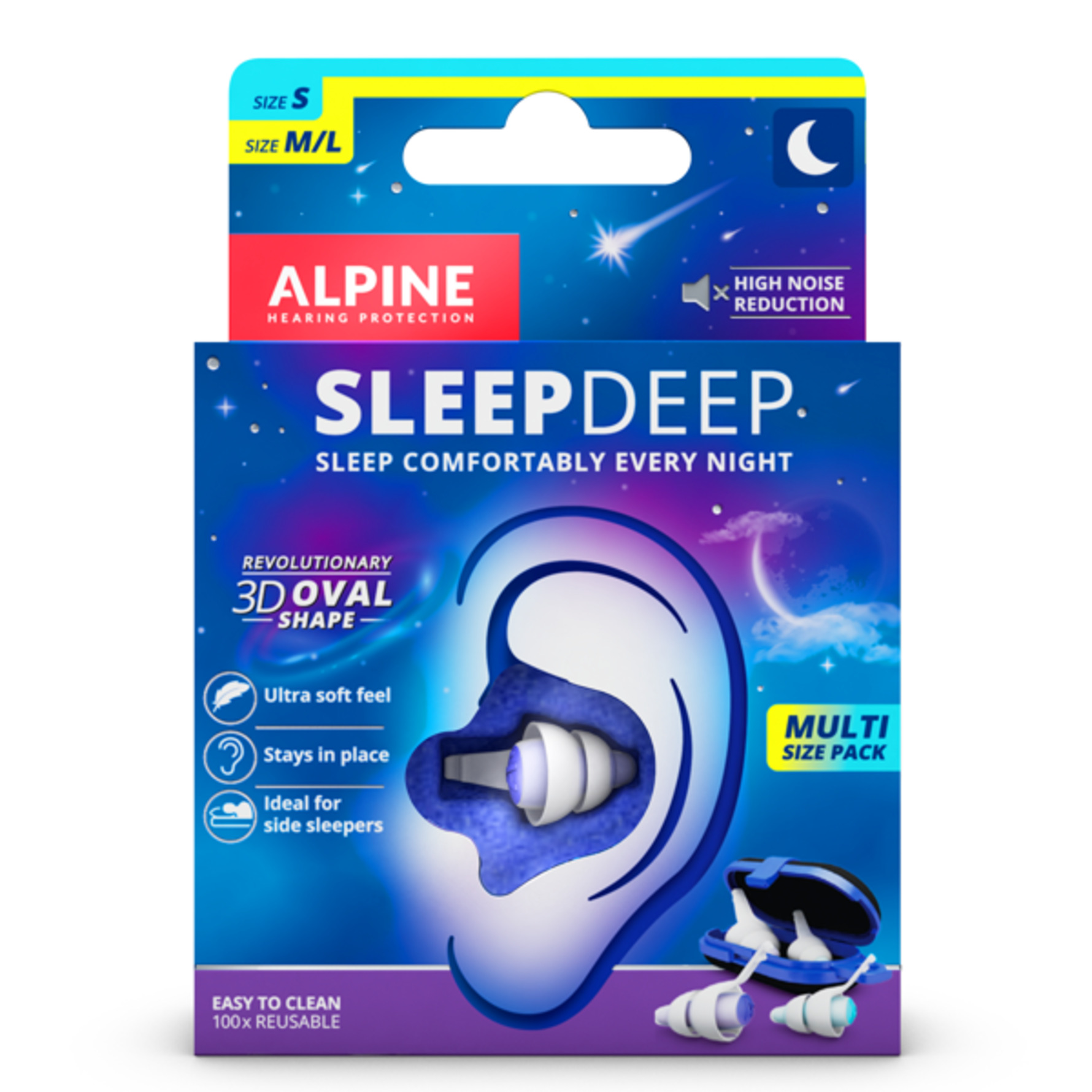 Alpine Hearing Protection Ørepropper SleepDeep Multi 2x2 stk