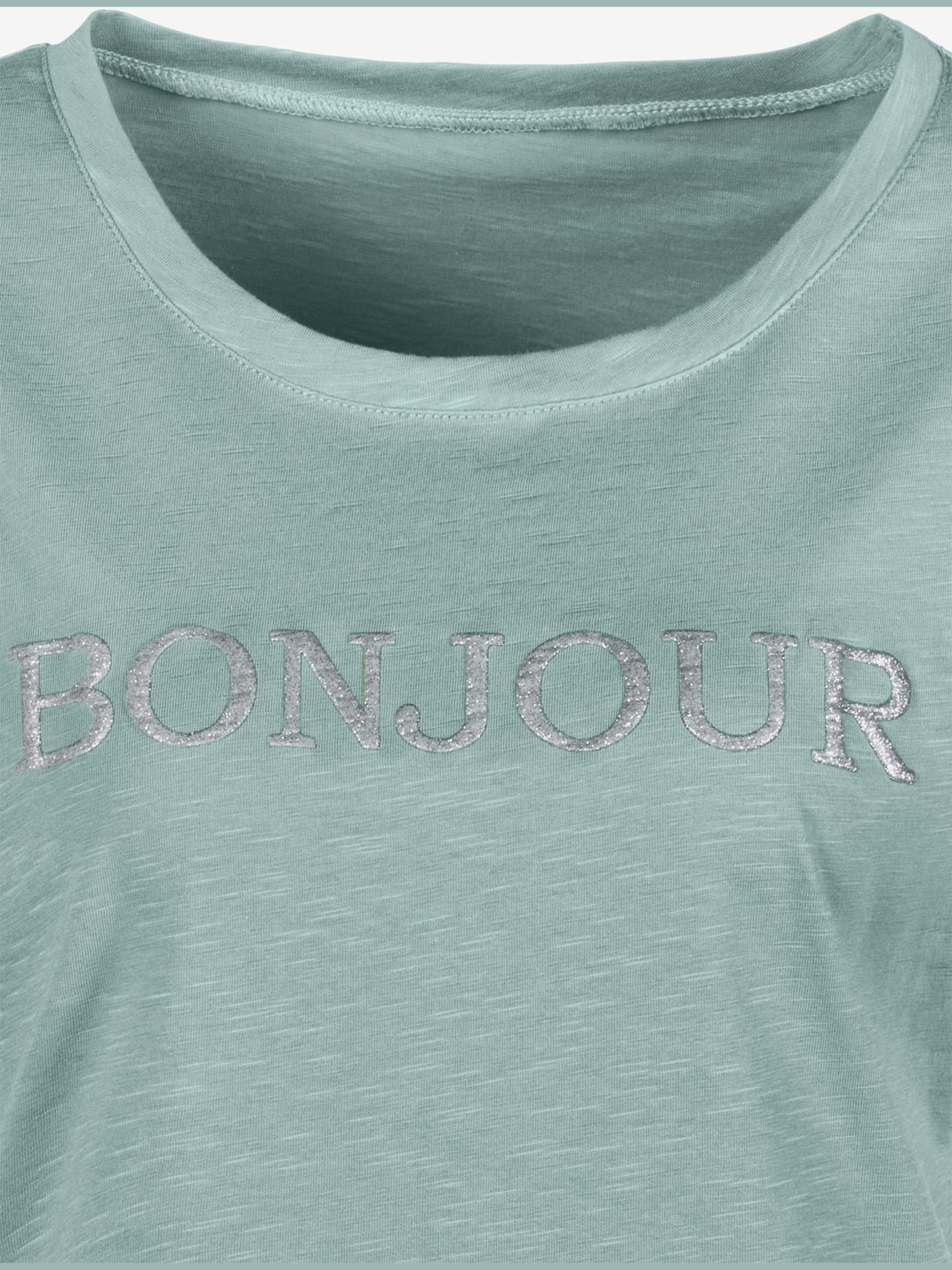 T-shirt imprimé «bonjour » tendance devant