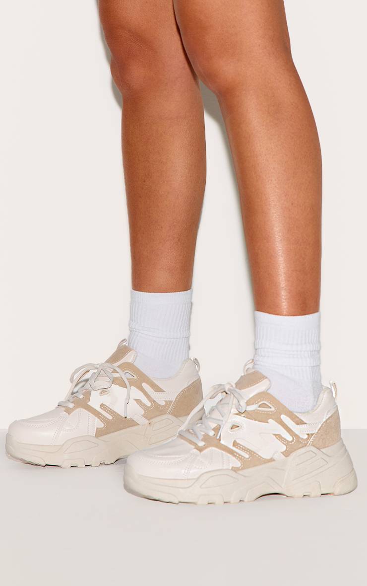 Gris Pierre Baskets À Panneaux Chunky