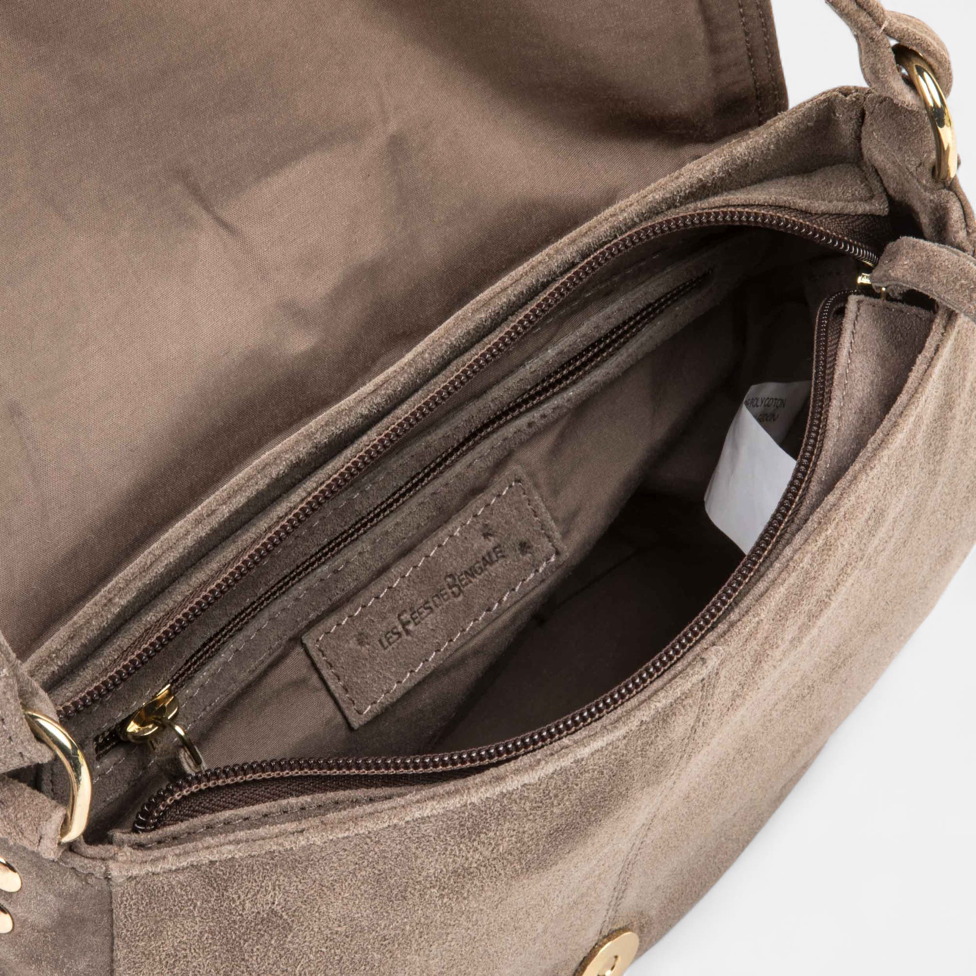 Sac bandoulière en cuir gris