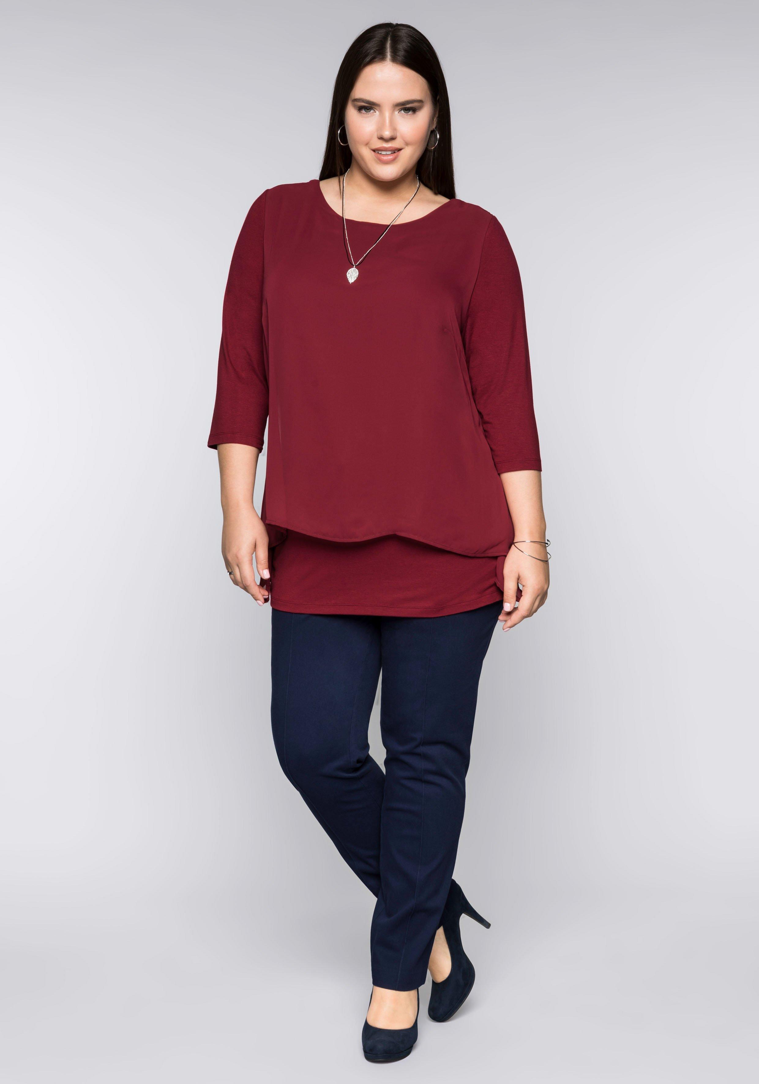 Blusenshirt in leichter A-Linie mit Zipfelsaum