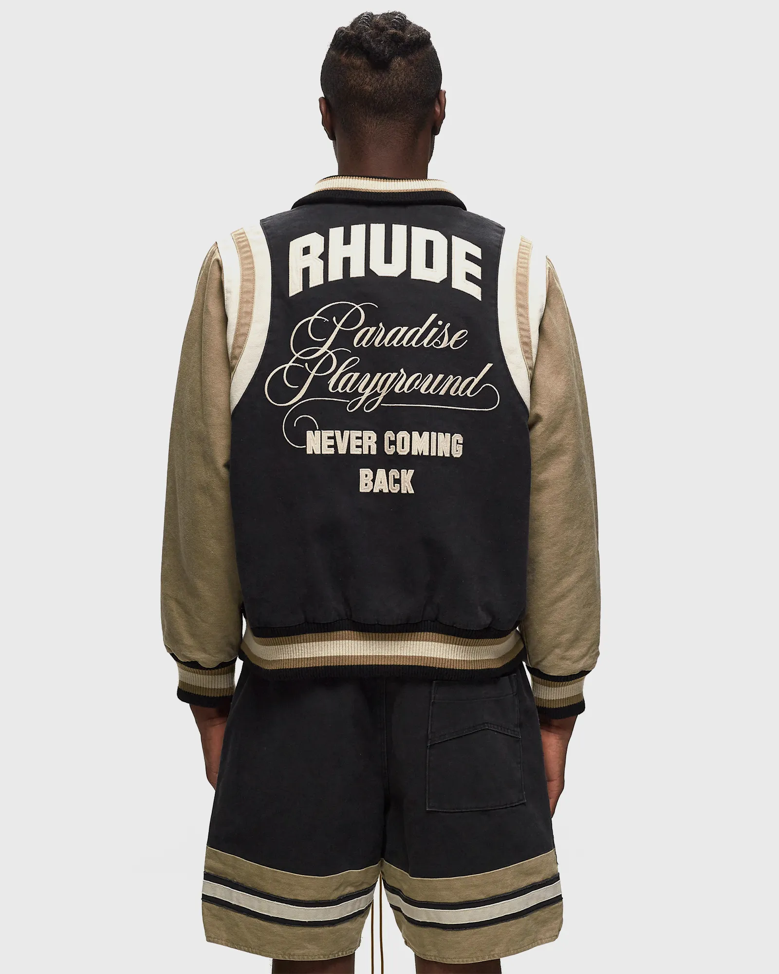 Rhude WASHED CANVAS VARSITY JACKET