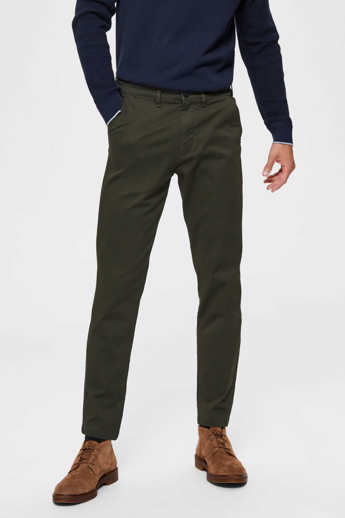 Calças compridas slim fit estilo chinês - Verde