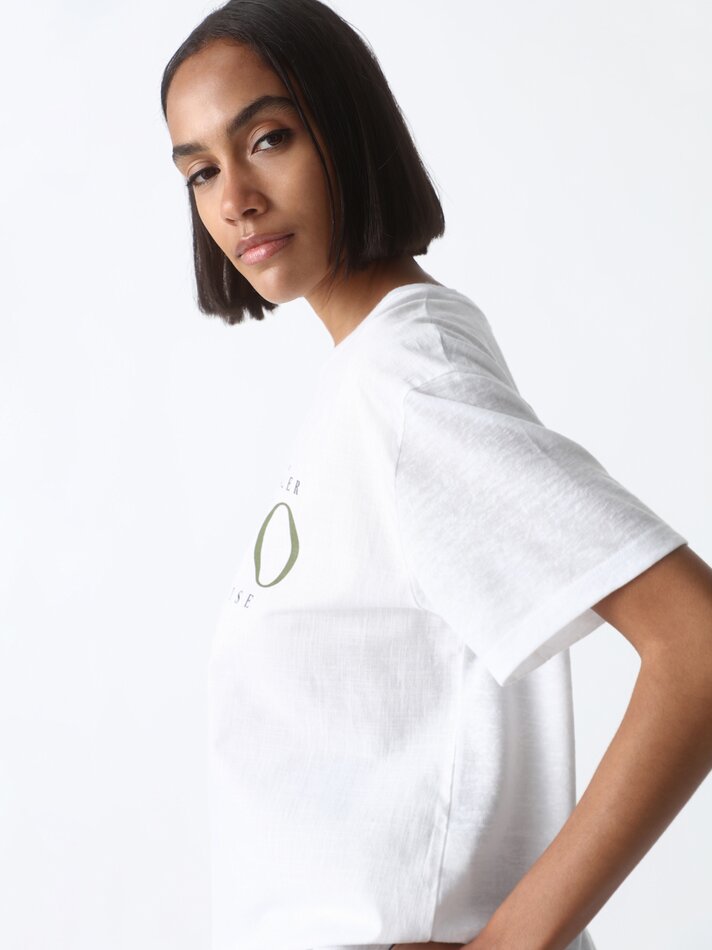 Camiseta de manga curta estampada - Branco-sujo