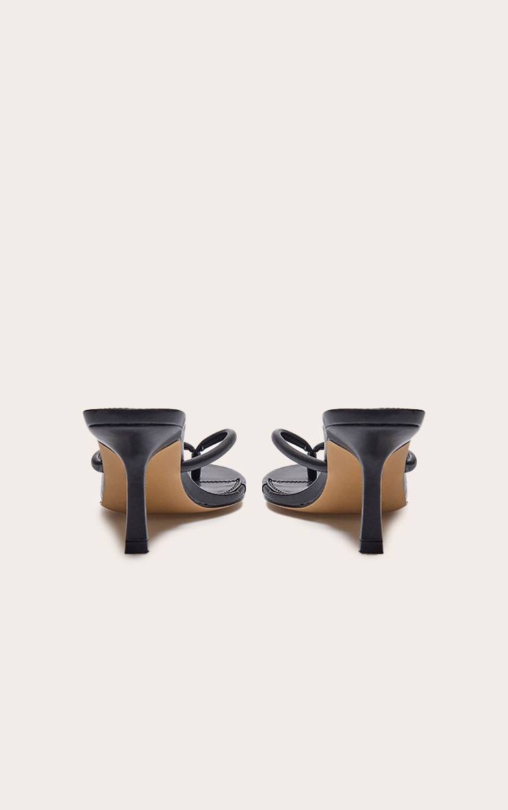 Noir Mules À Talon En Synthétiquecuir Avec Bride Entre Les Orteils