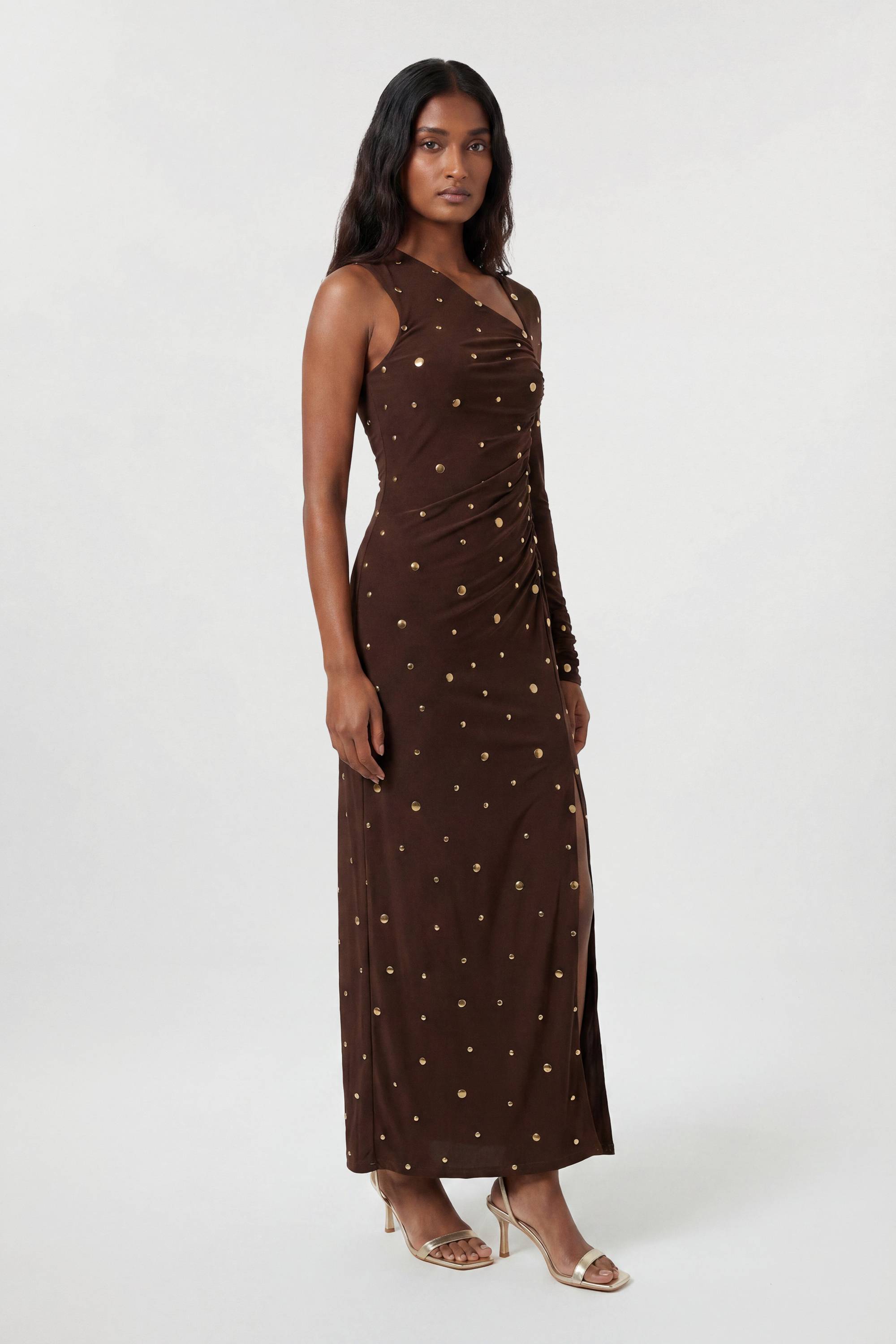 KarenMillen Robe Maxi Premium En Crêpe Slinky Avec Ornements Et Découpes