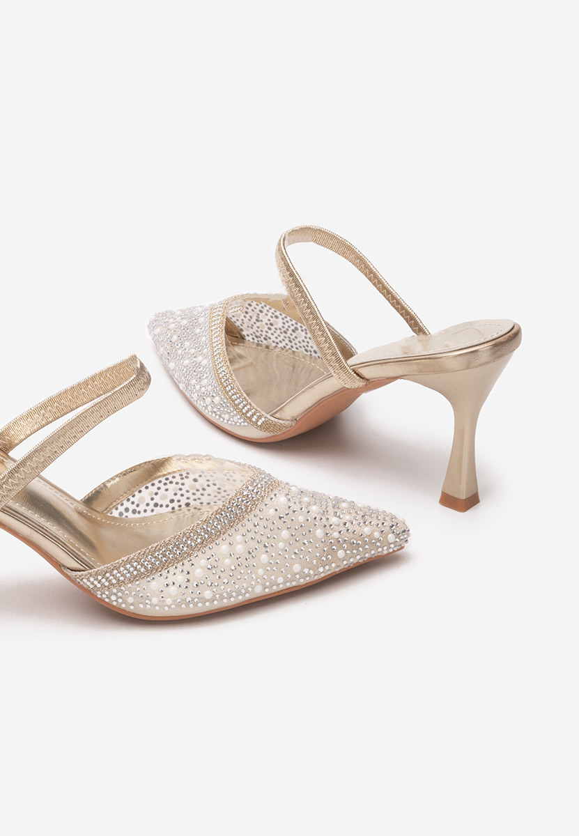 Chaussures à talon fin dorées Rosalya