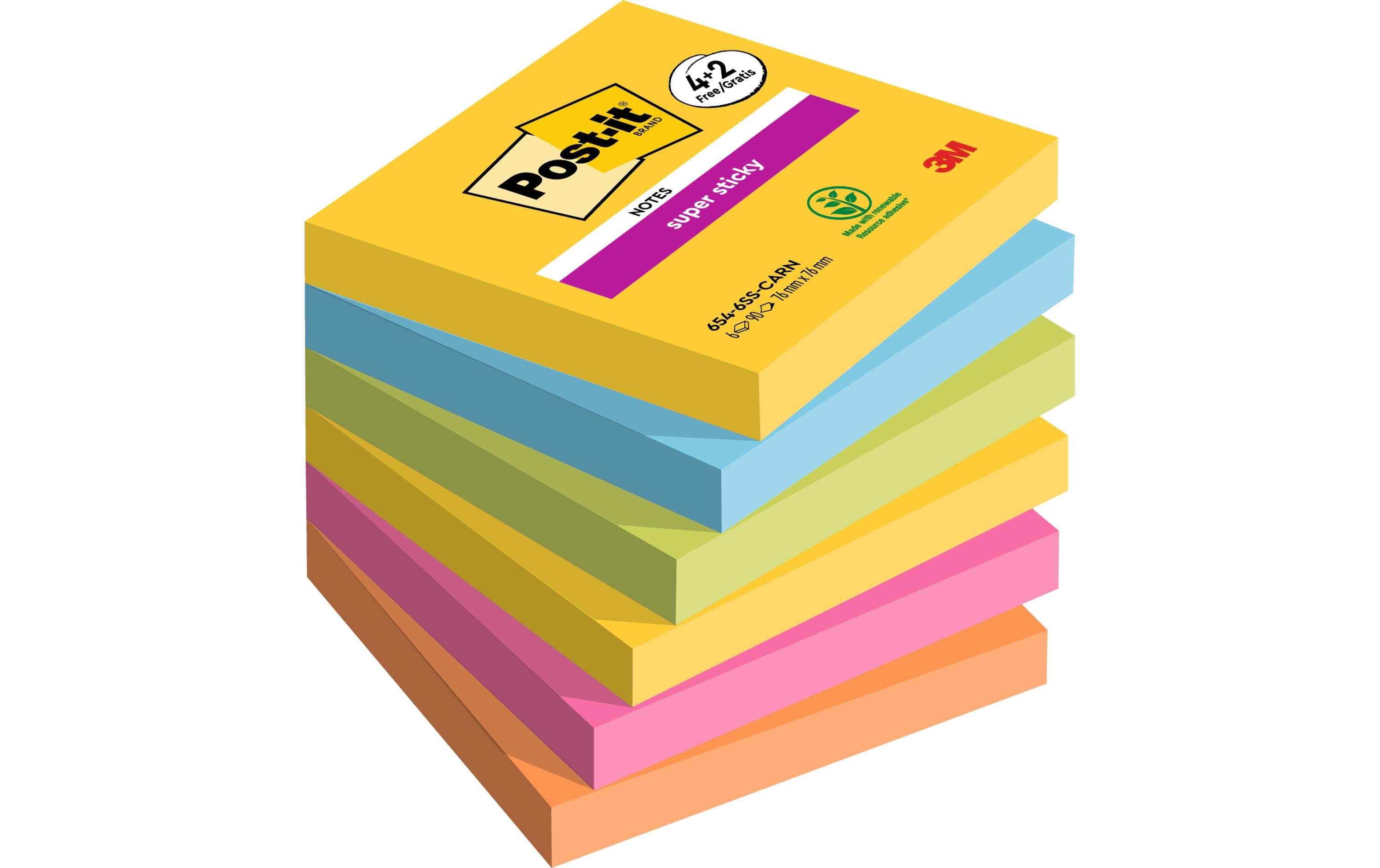 Notizzettel Super Sticky Promotion 7.6 x 7.6 cm, 6 Blöcke6 Post-it Blöcke, 4 + 2 Gratis