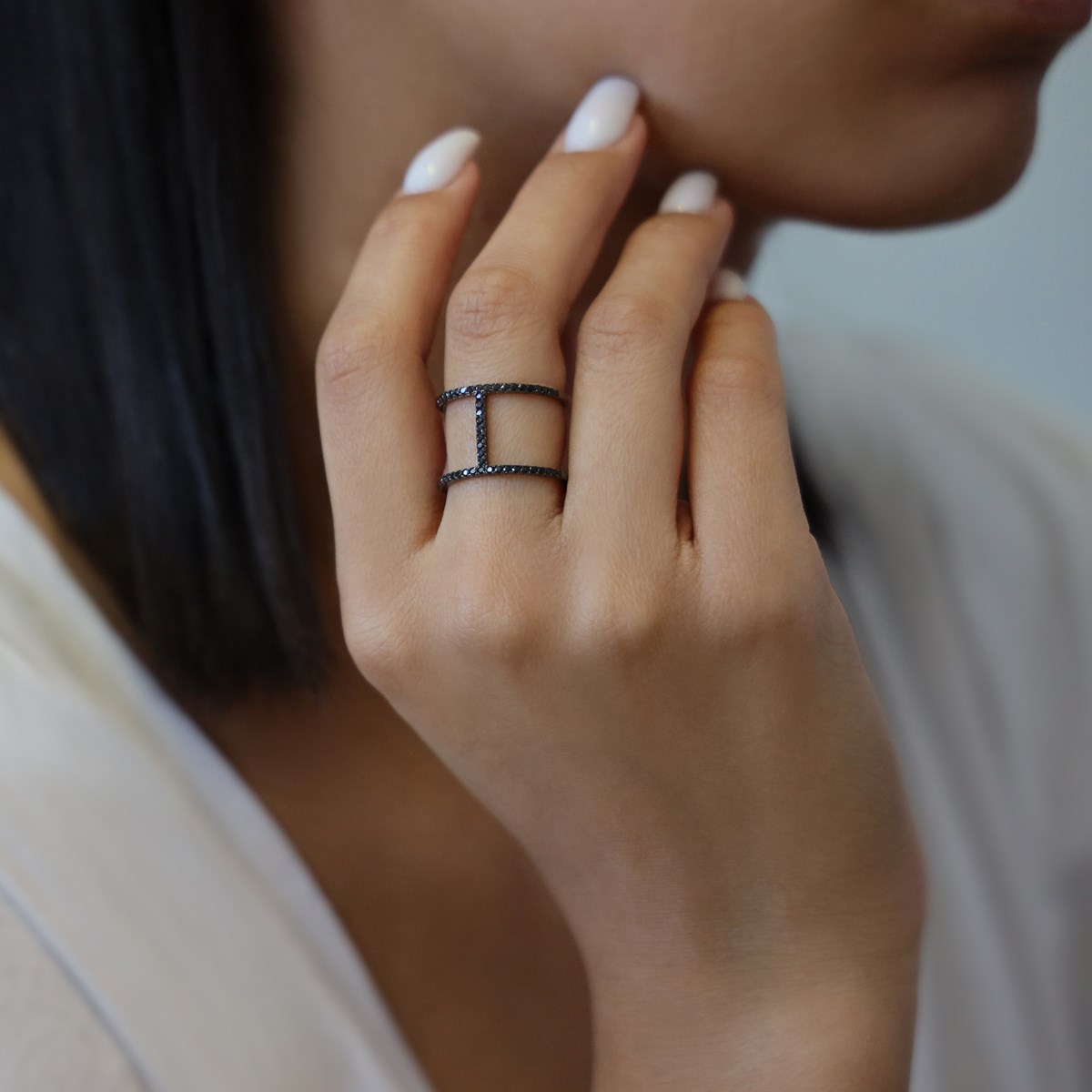 Bague Argent Motif évasion Noir