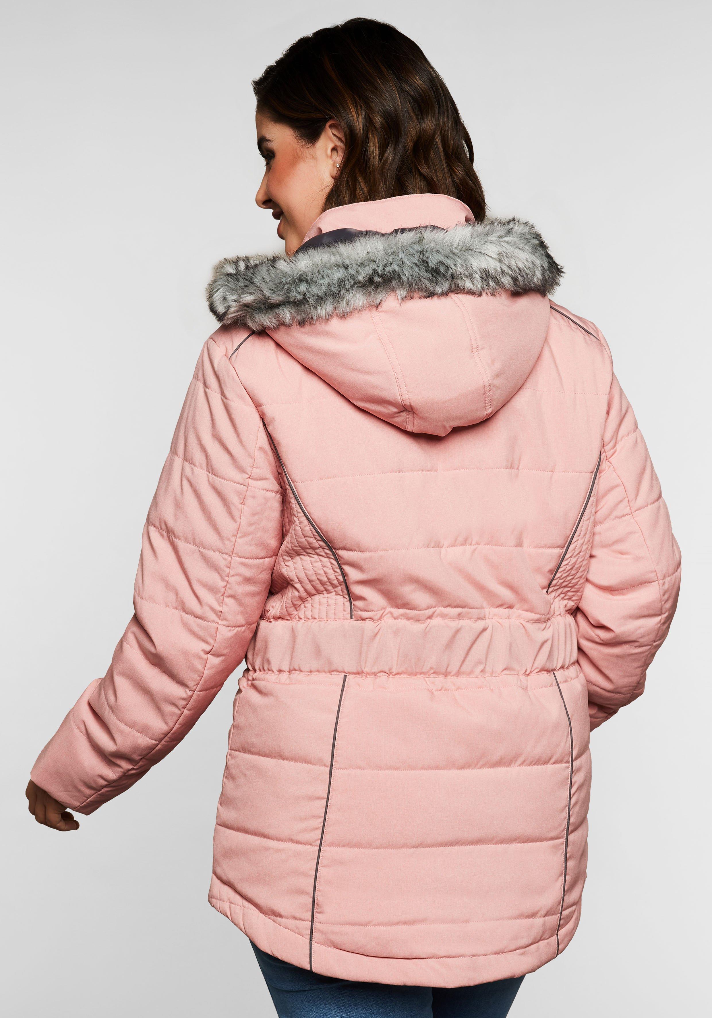 Steppjacke mit Gürtel, Kapuze und Reißverschluss