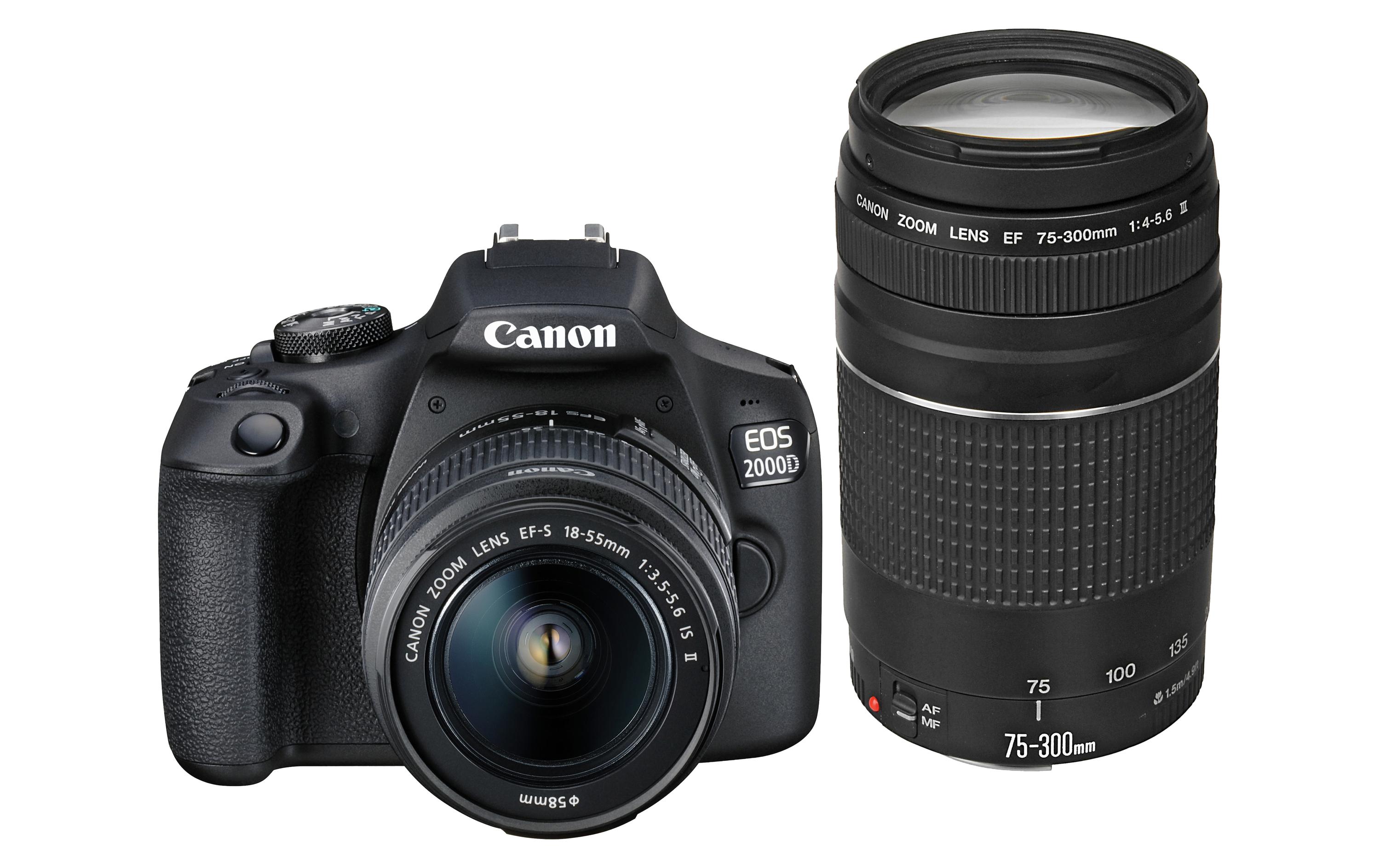 Fotokamera EOS 2000D Kit 18-55 inkl. EF 75-300mm<br>Einstiegs-DSLR mit APS-C-Sensor und zwei Objektiven