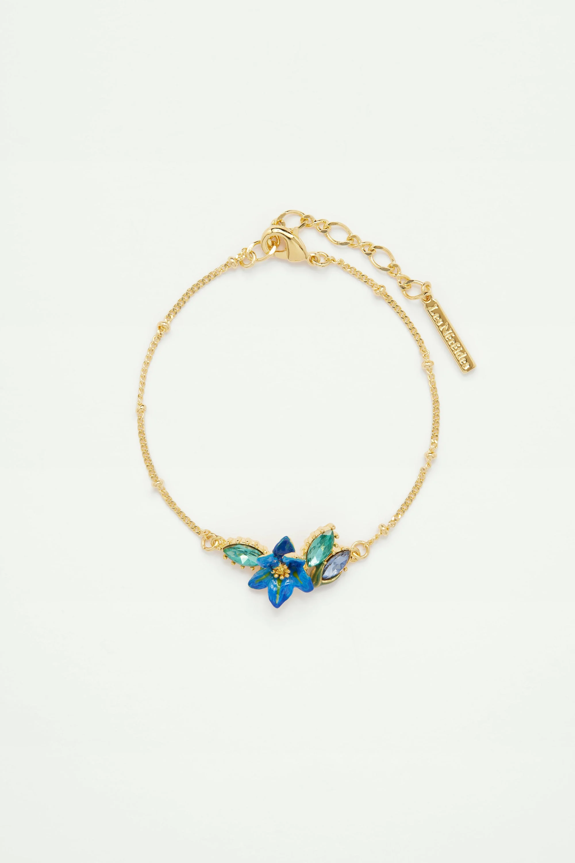 Bracelet fin iris de sibérie et verre facetté | Bleu