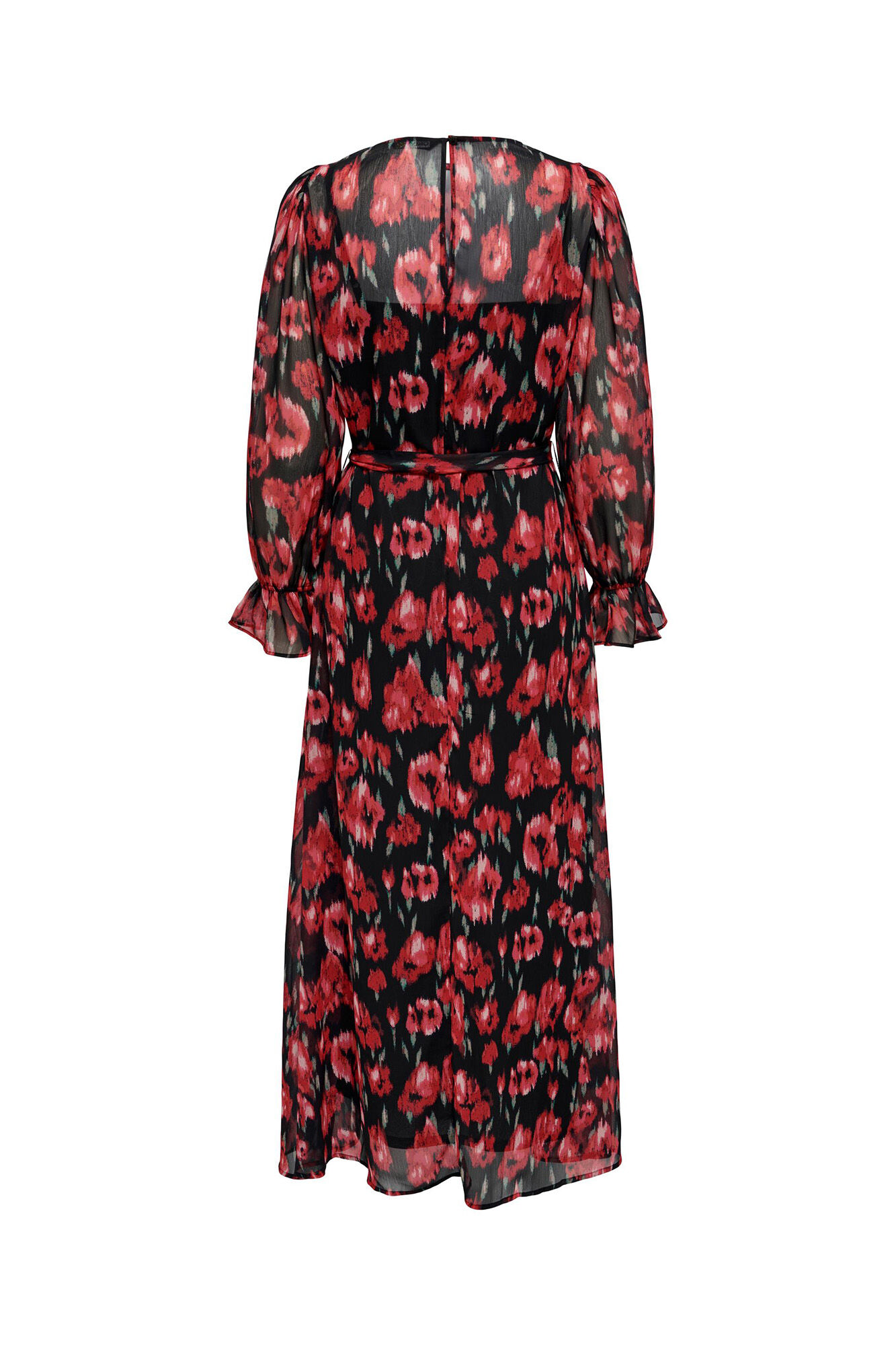 Vestido longo com gola redonda