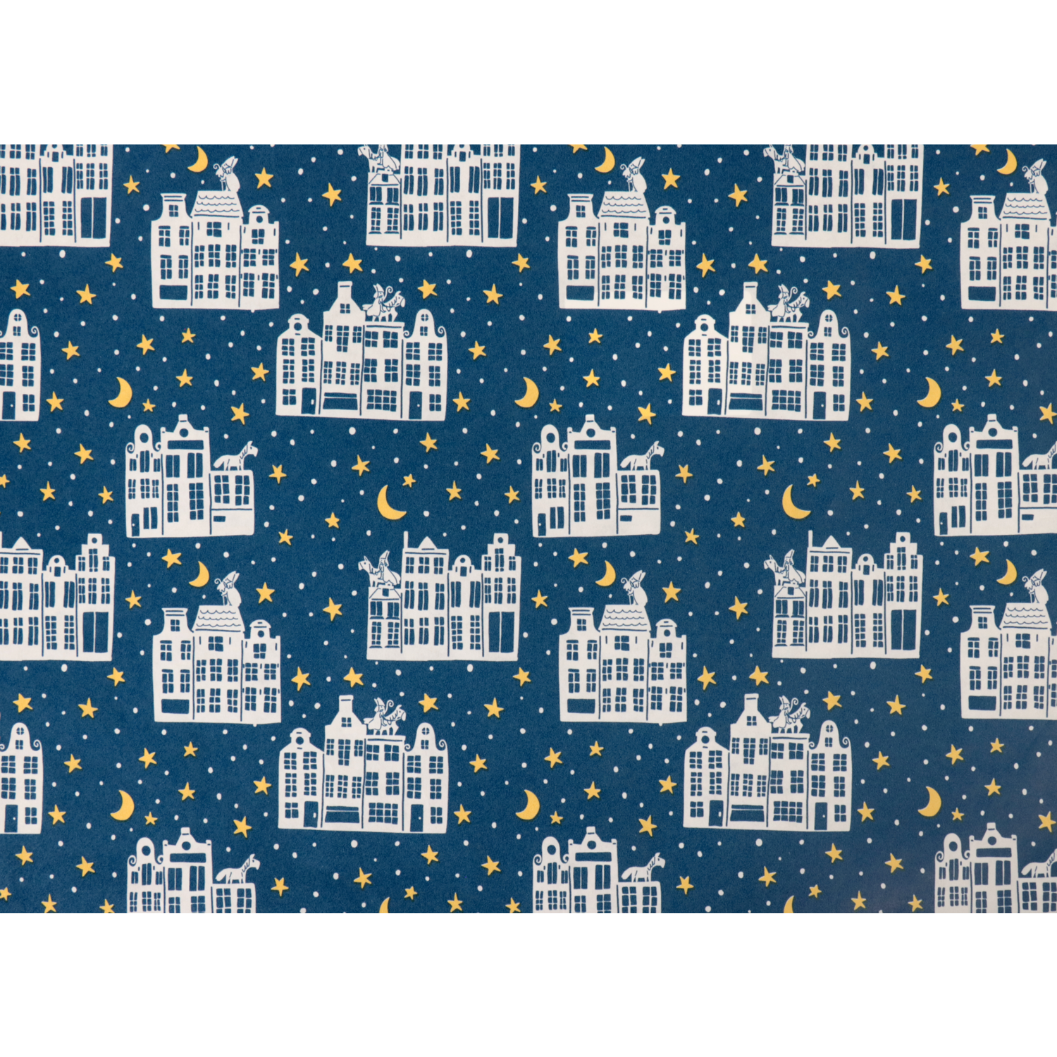 Cadeaupapier, 50cm, 200m, 80gr/m², Stille nacht, blauw/geel