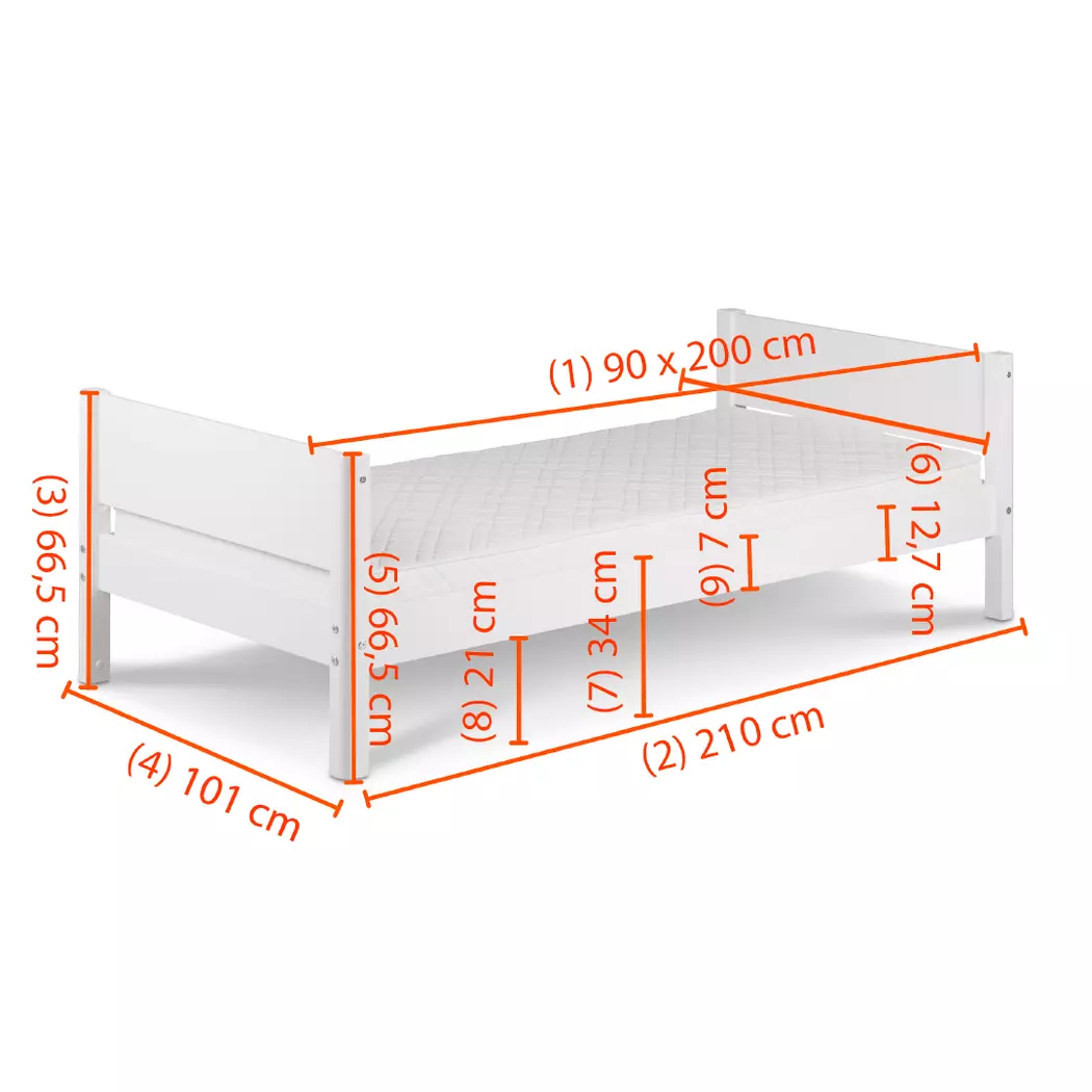 Bett White 90 x 200 cm