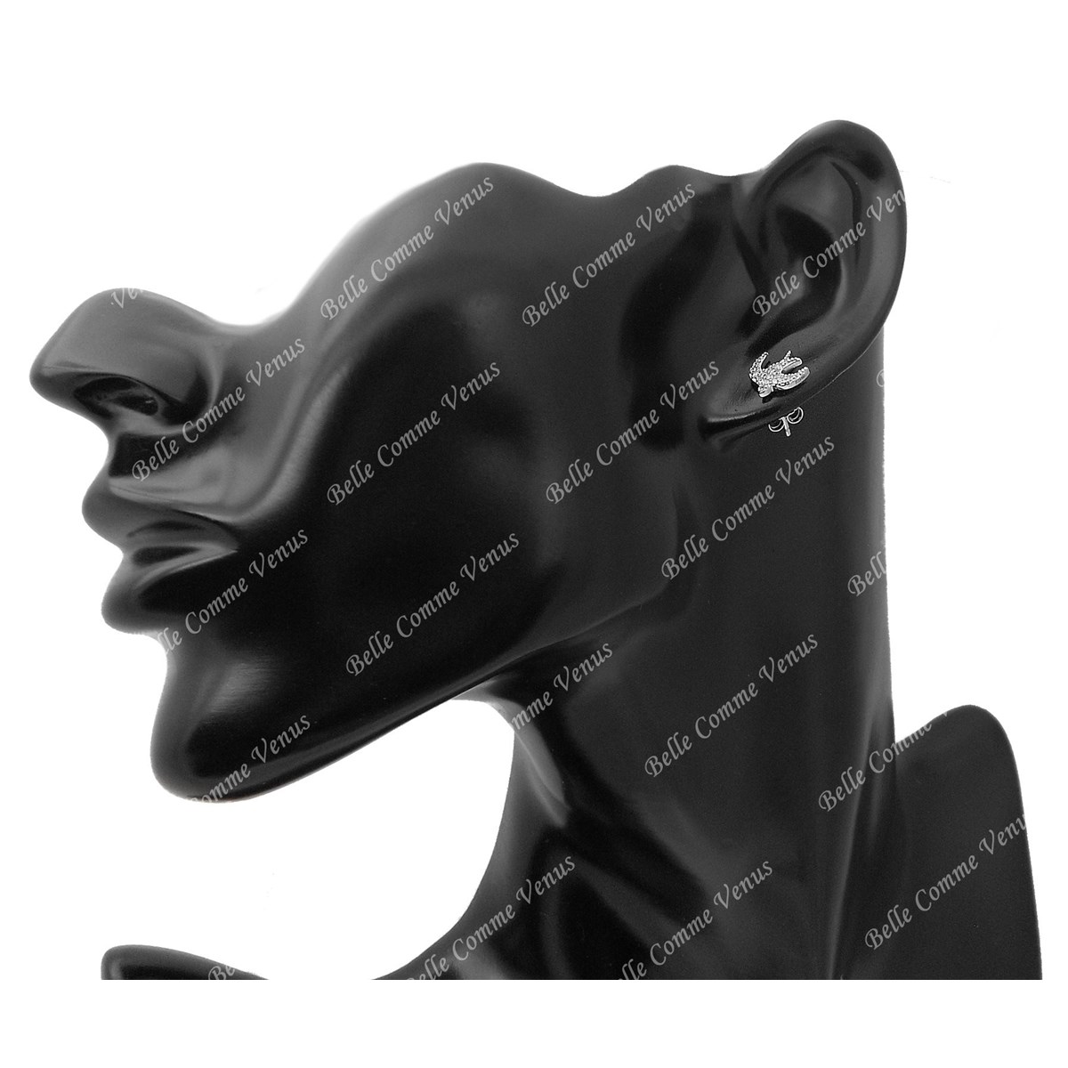 Boucles d'oreilles hirondelle sertie d'oxyde de zirconium Argent 925 Rhodié