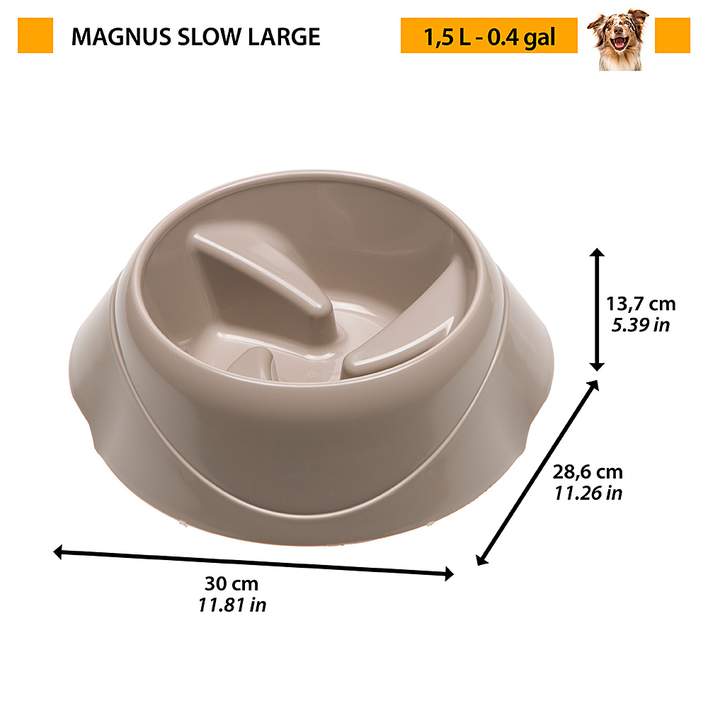 Écuelle anti-glouton pour petits chiens en plastique magnus slow large, 1,5 litre, plastique anti-dérapant