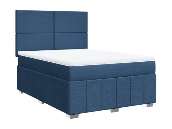 Sommier à lattes de lit avec matelas Bleu 160x200 cm Tissu