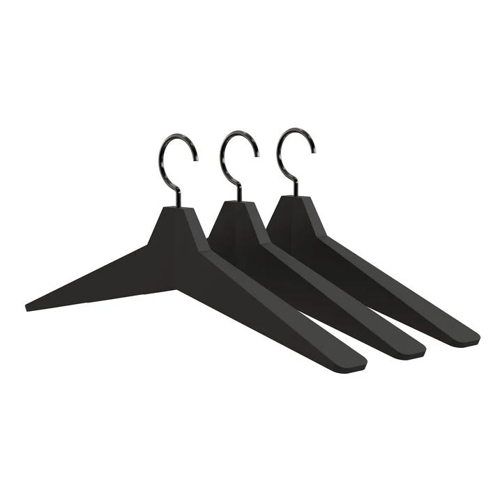 Frost - Kleiderbügel Unu 4, (3er-Set), schwarz / schwarz poliert