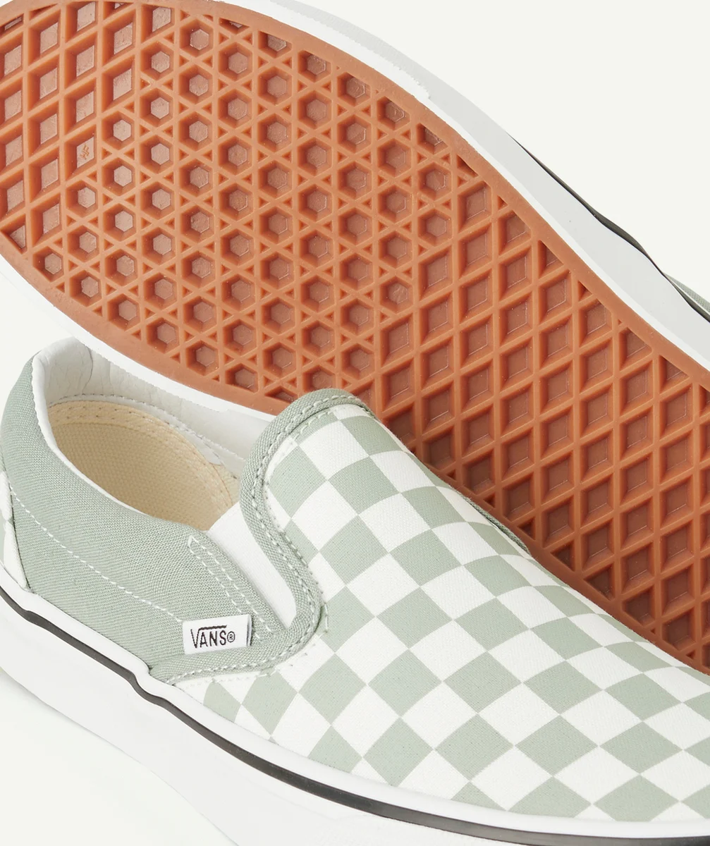 VANSchaussures classic slip-on ado imprimé checkerboard vert