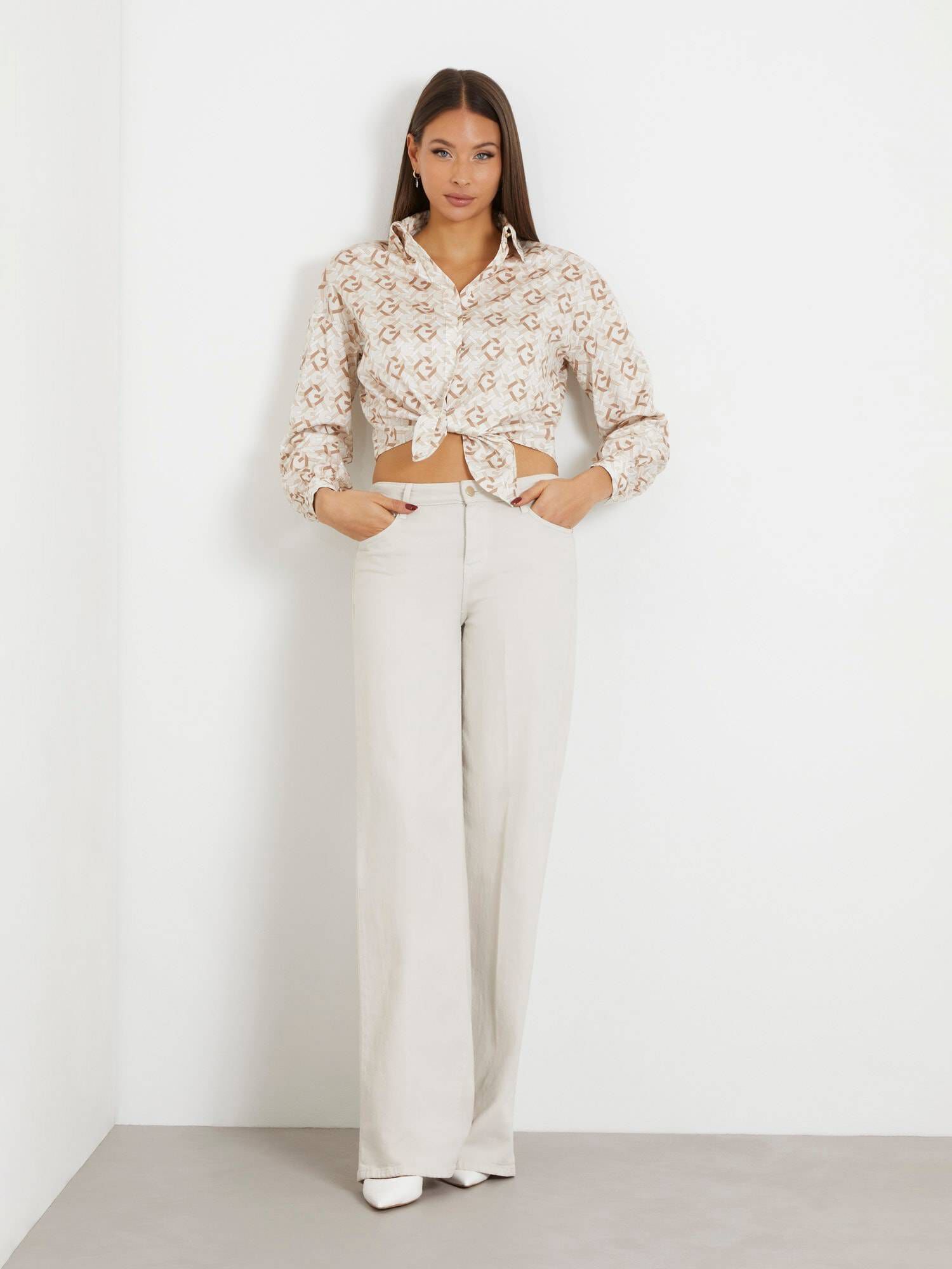 Guess| Damen Bluse DEA BOWED SHIRT Langarm