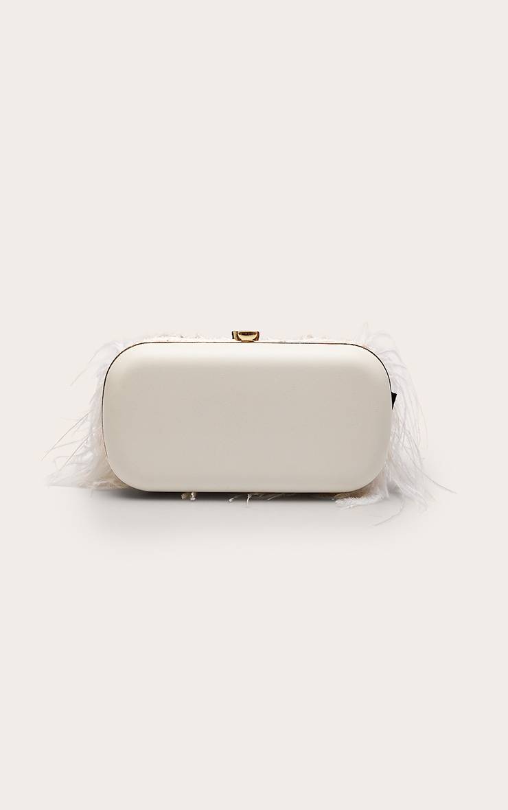 Blanc Pochette À Bordure De Plumes
