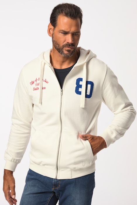 JP1880 Hoodiejacke, Zipper, Badges, Kängurutasche, bis 8 XL