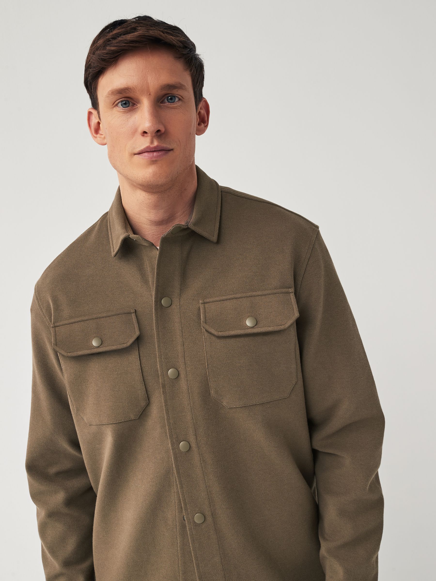 Bruin - Jersey keperstof Overshirt met drukknopen