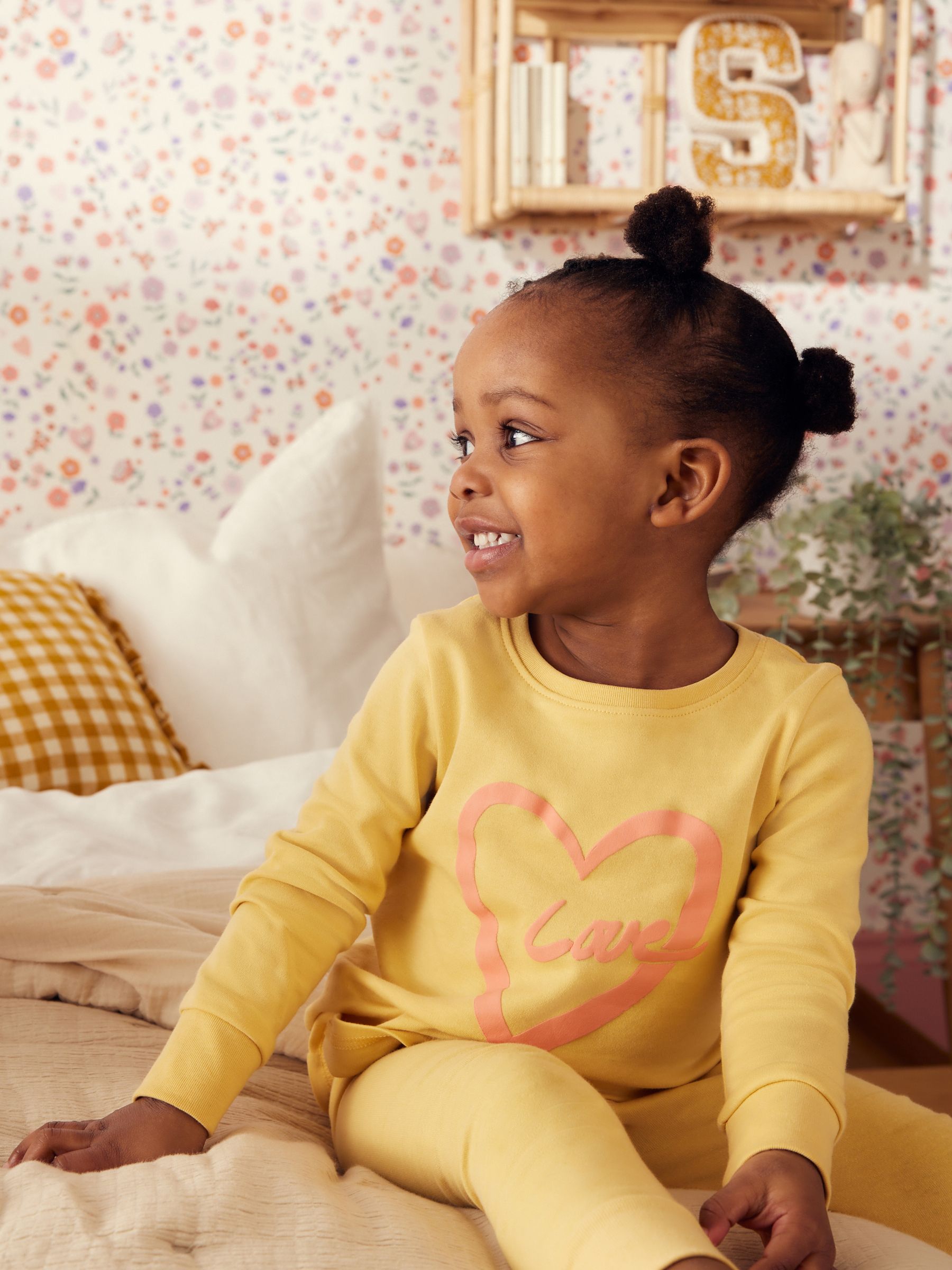 Roze/geel met slogan - Verpakking van 3 knusse pyjama's met print (9 mnd - 12 jr)